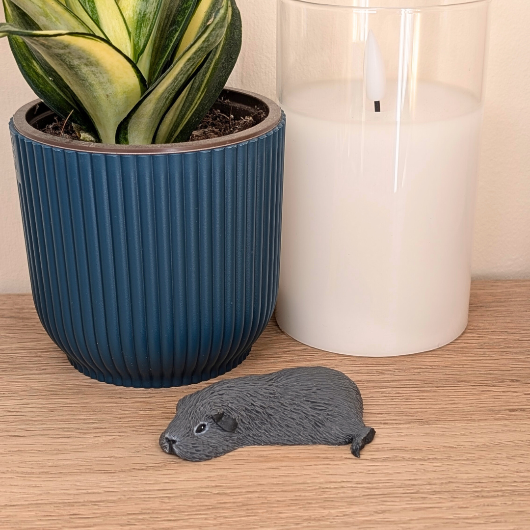 Grey Sleeping Guinea Pig Sculpture