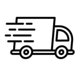 Icon of a delivery truck with motion lines indicating speed.