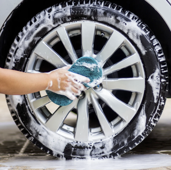 Car receiving a full-service wash at Casey’s Car Wash in Fort Collins