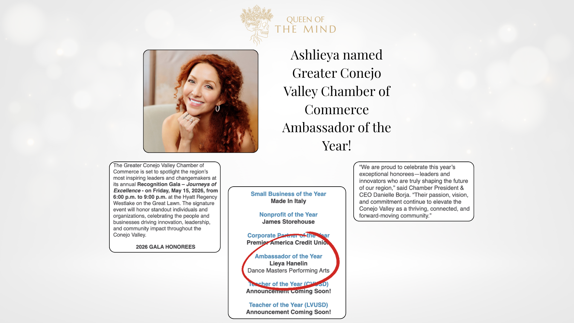 Ashlieya named Greater Conejo Valley Chamber of Commerce Ambassador of the Year