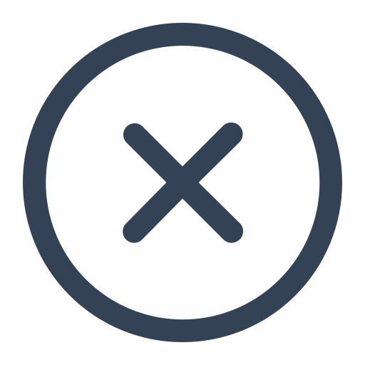 Close-up of a dark-colored X mark inside a circle.