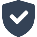 A shield with a check mark indicating security or approval