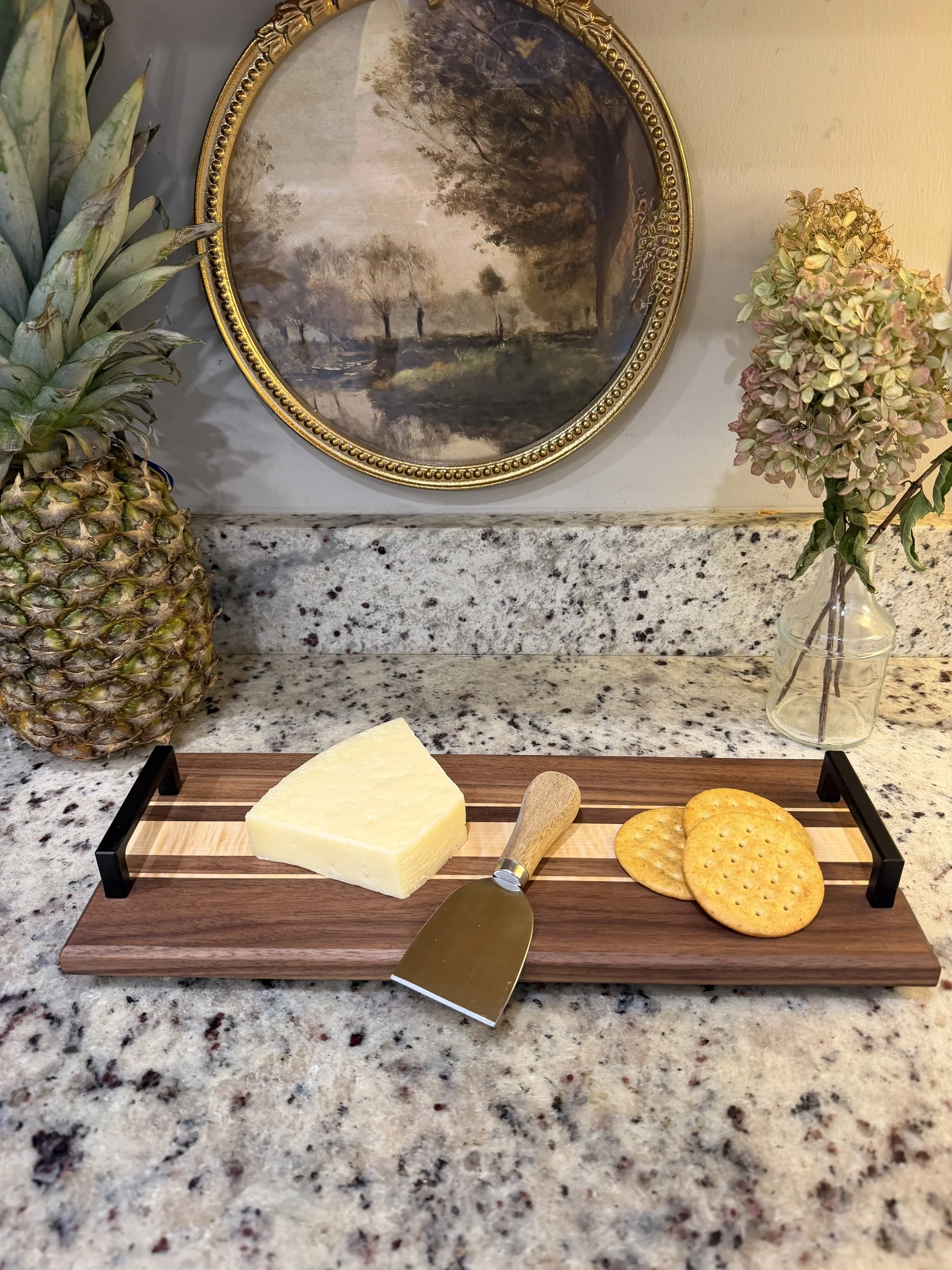 Handcrafted Walnut & Curly Maple Serving Board