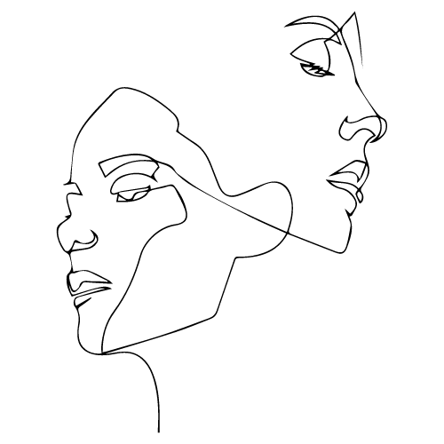 A simple, black and white silhouette of a bird on a branch.