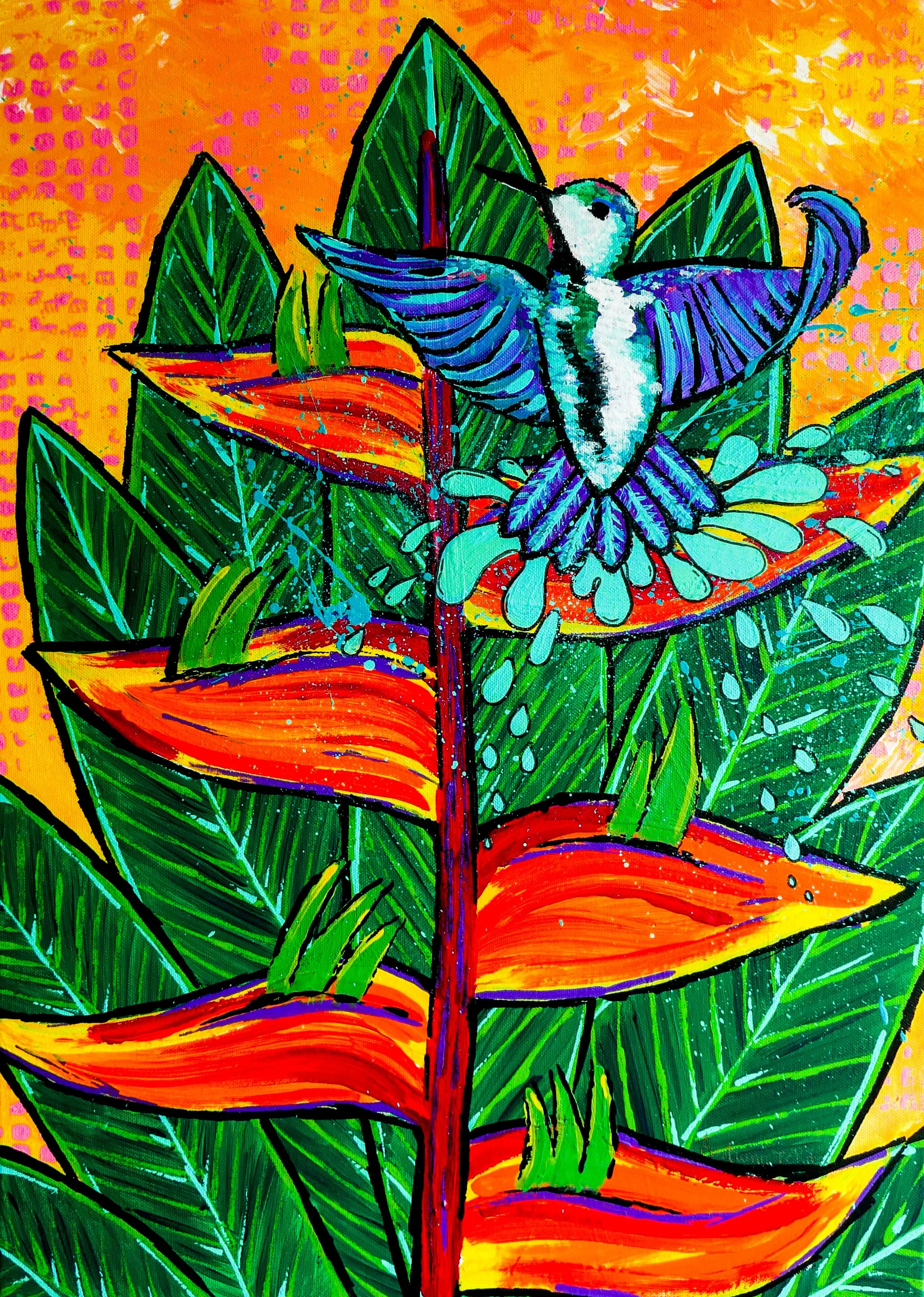 The Bathing Hummingbird
