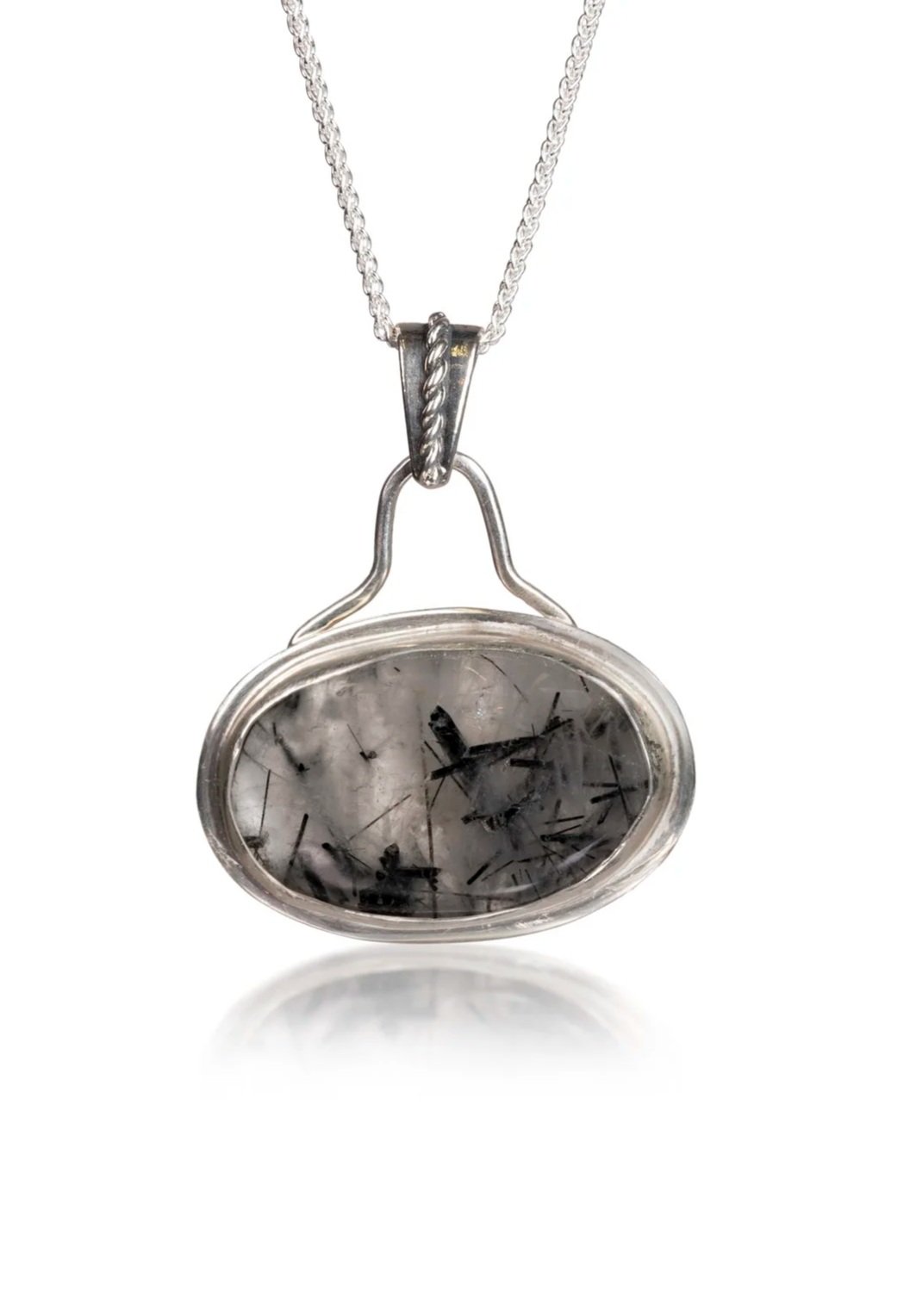Tourmalated Quartz and Sterling Pendant