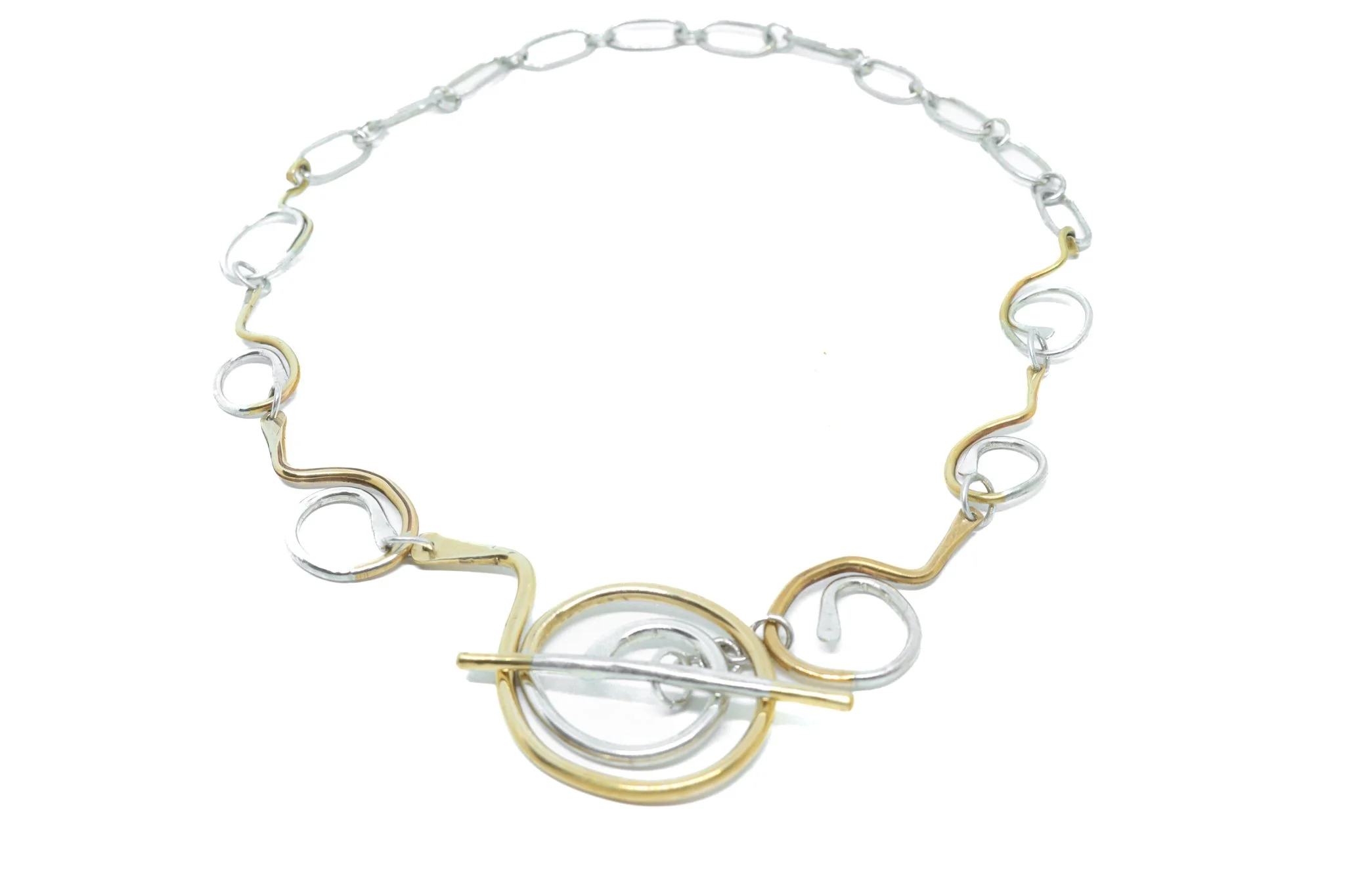 Sterling and Brass Link Necklace