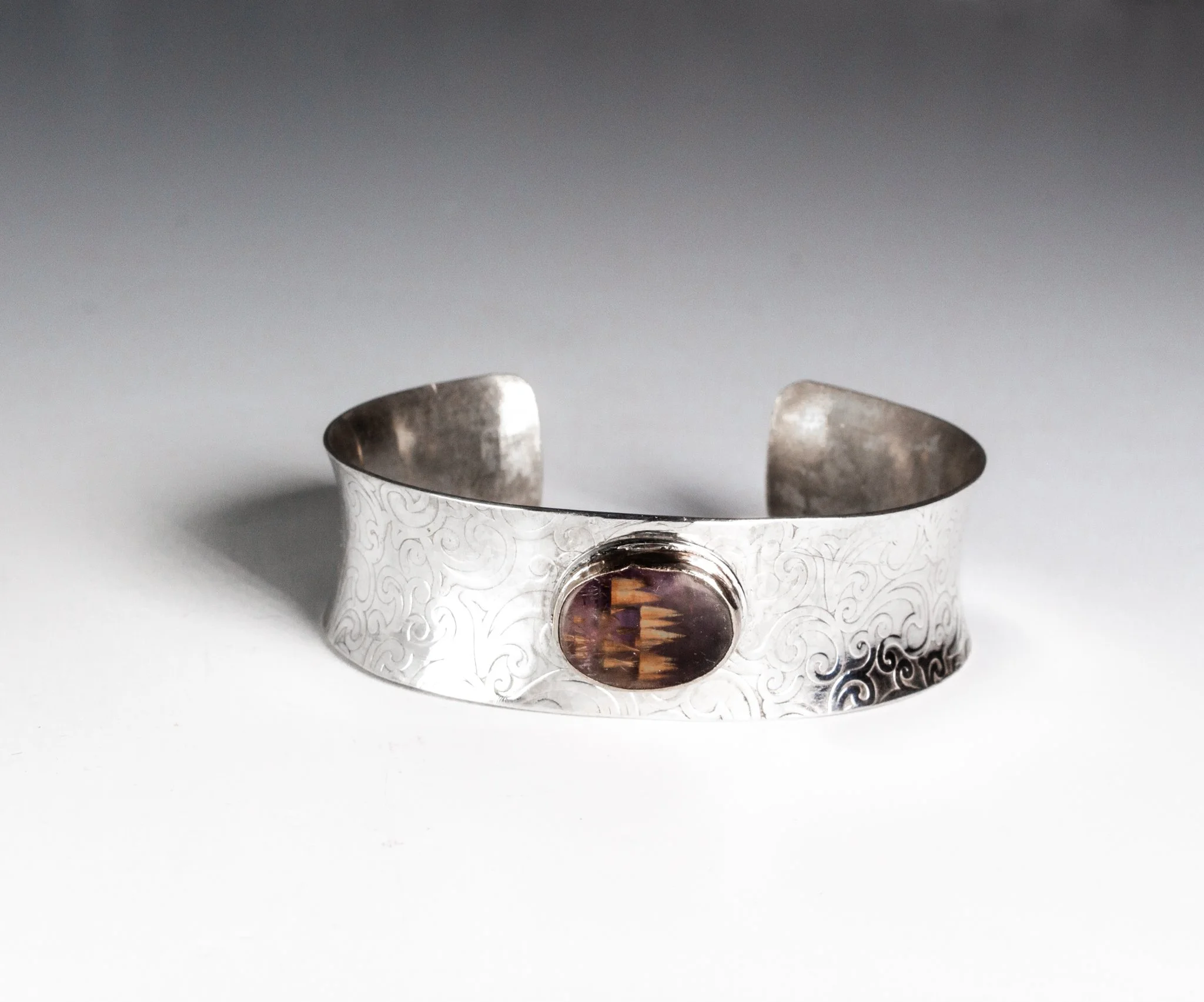 Sterling Silver Cuff Bracelet with Cacoxenite