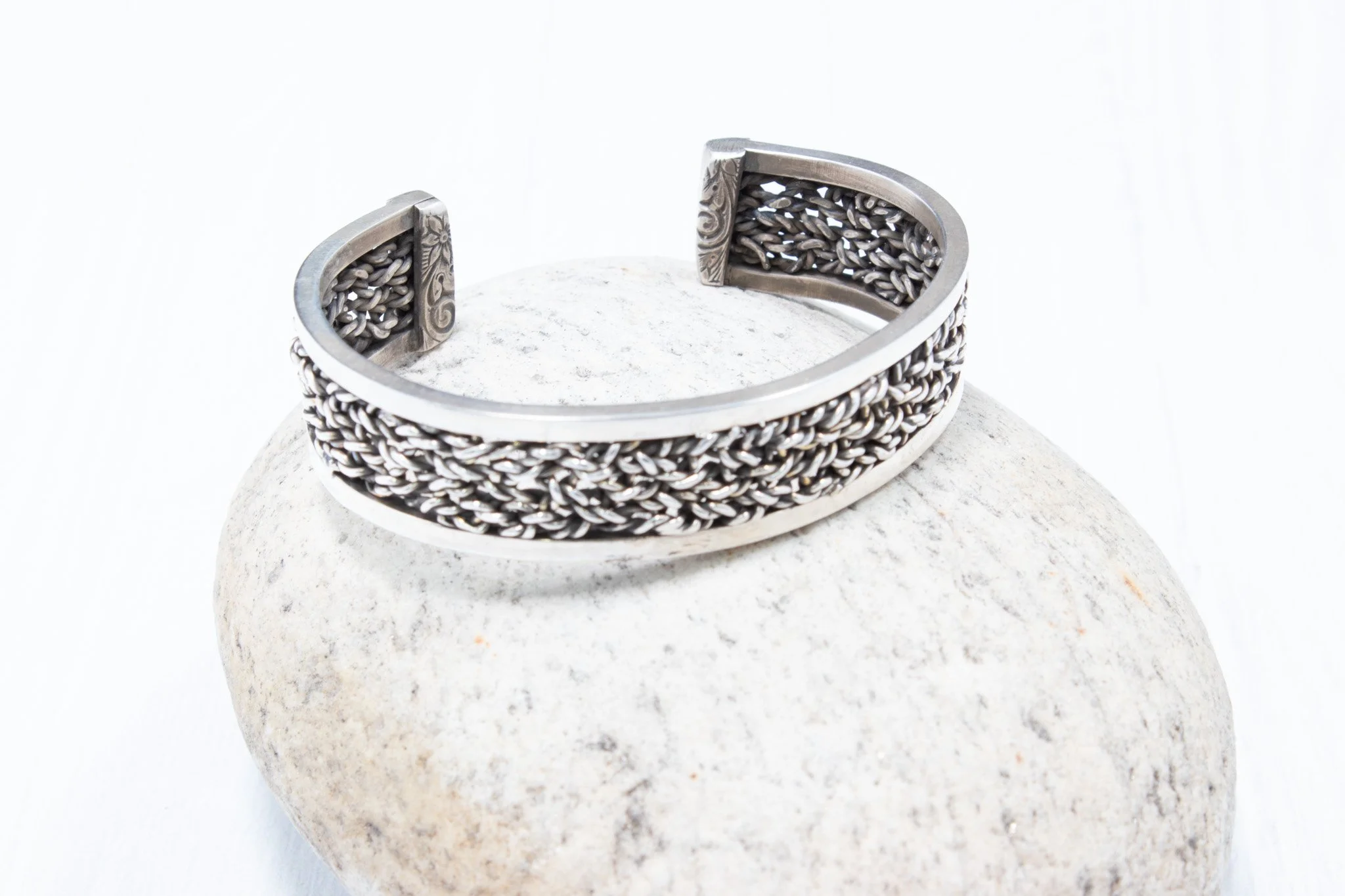 Sterling Silver Hand Woven Cuff Bracelet