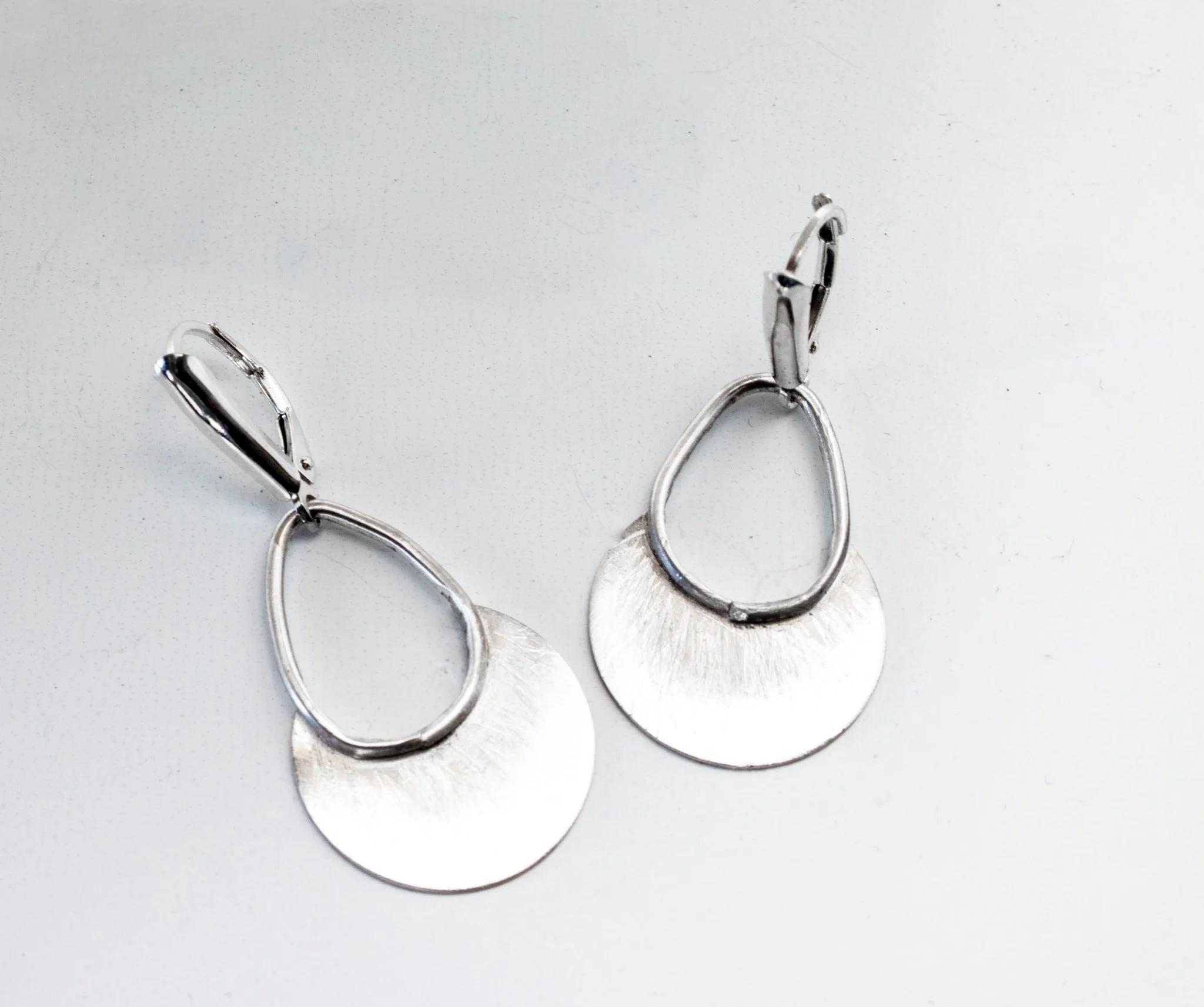 Sterling Half Round Drop Earrings