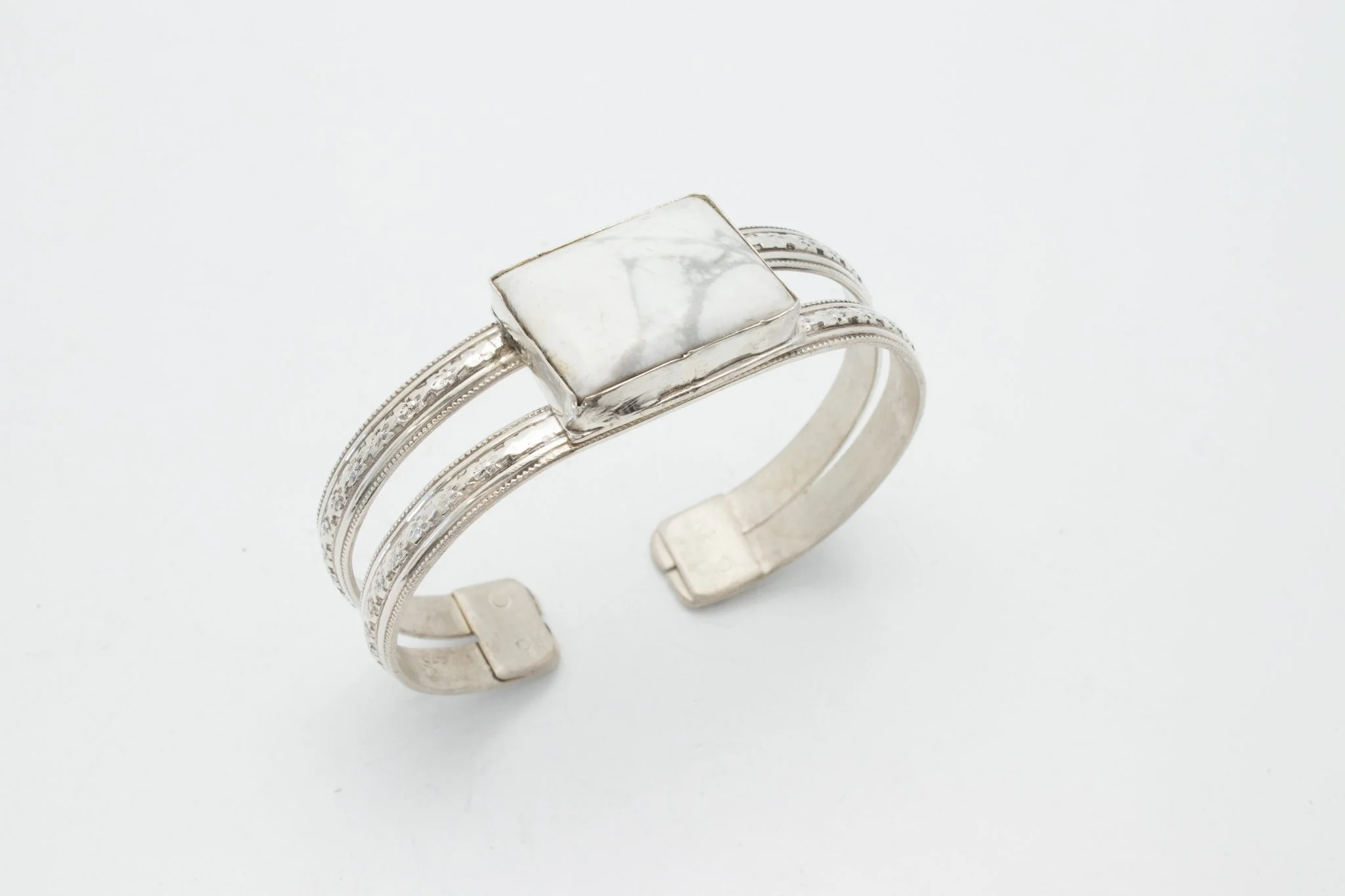 Howlite and Sterling Silver Cuff Bracelet