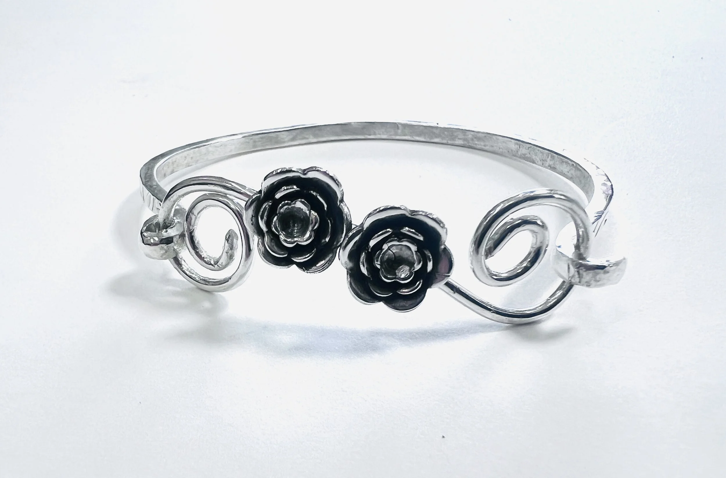 Sterling Flowered Cuff Bracelet 