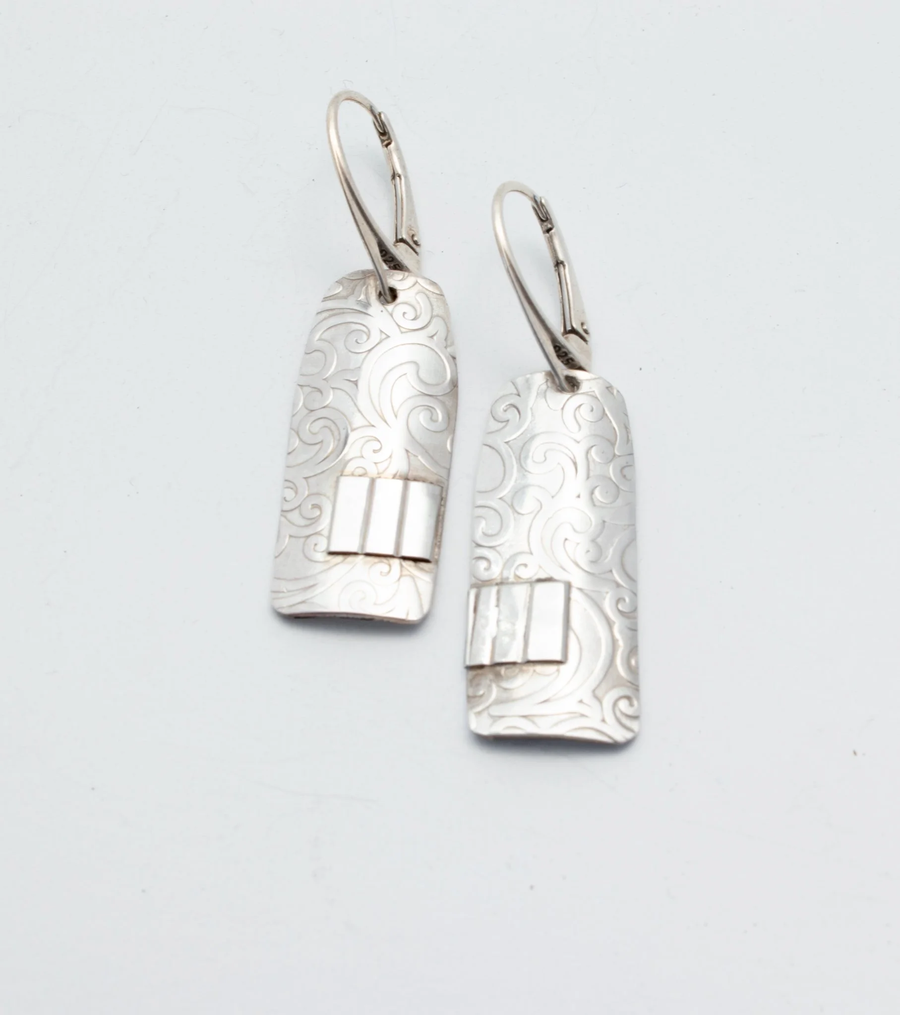 Double patterned Sterling Drop Earrings