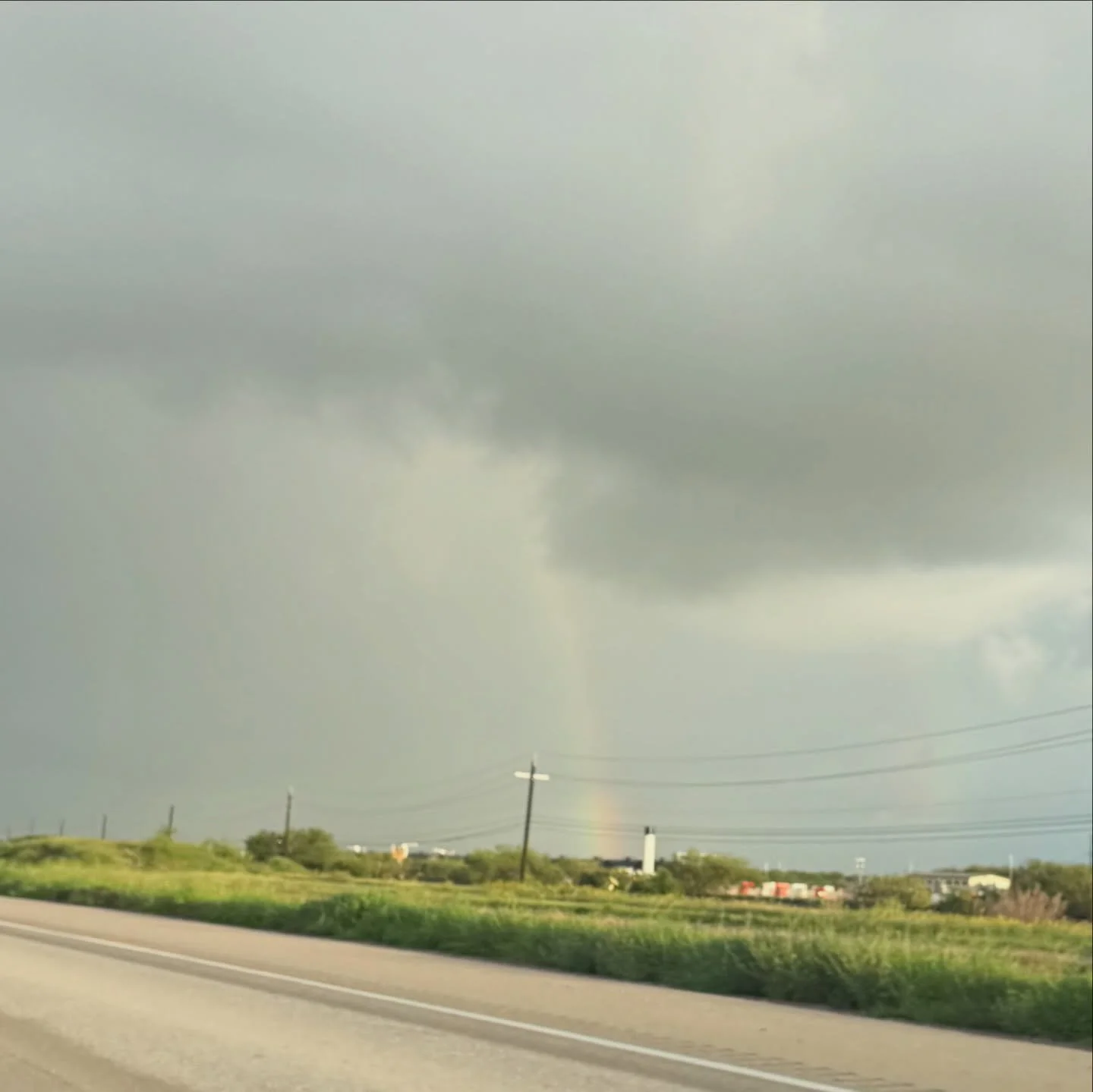 Second day in a row seeing a rainbow on the way to work 🌈 then ran an errand during lunch and was able to capture the dark clouds ☁️ the last pic is just a fun business name I caught while out and about 😂😂😂😂