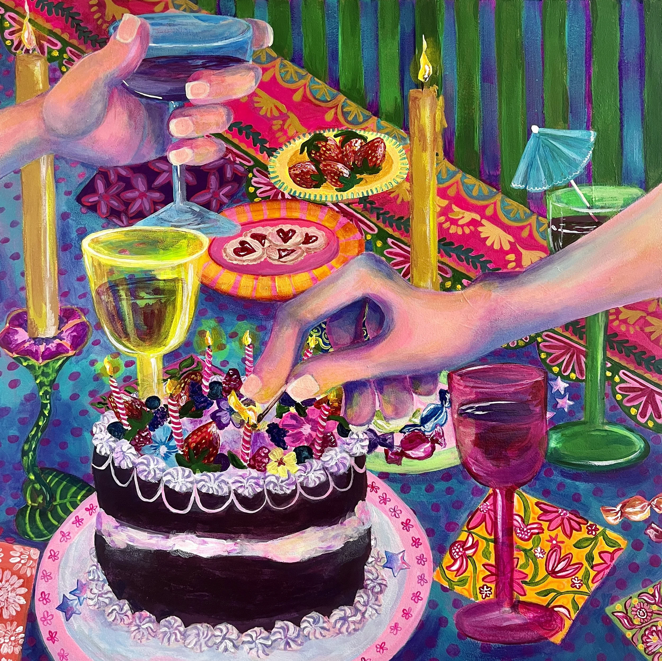 "Let Them Eat", 20" x 20", acrylic on panel, 2026