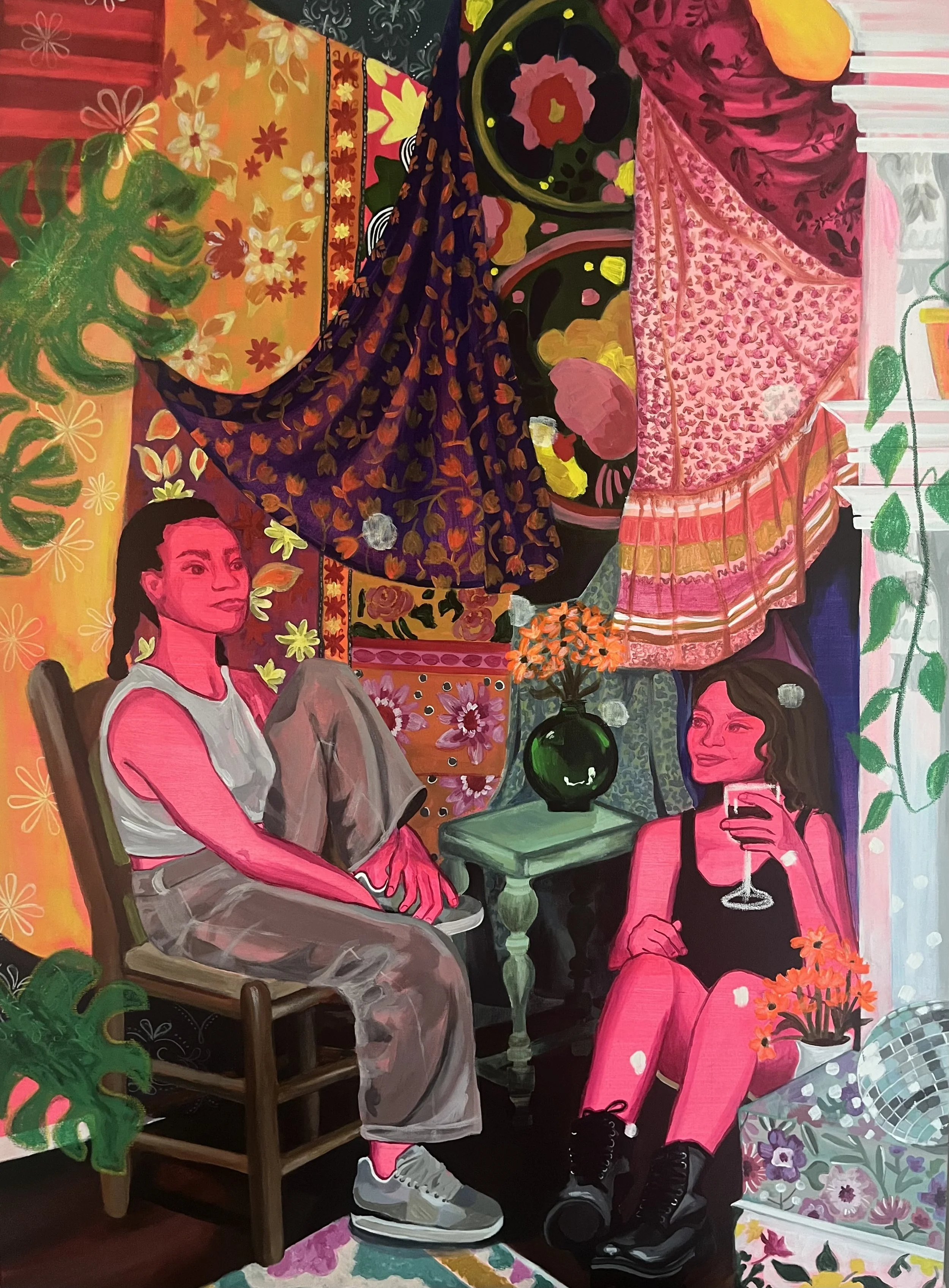 "Today in 20-Something-Hood", 48" x 36", acrylic on canvas, 2024