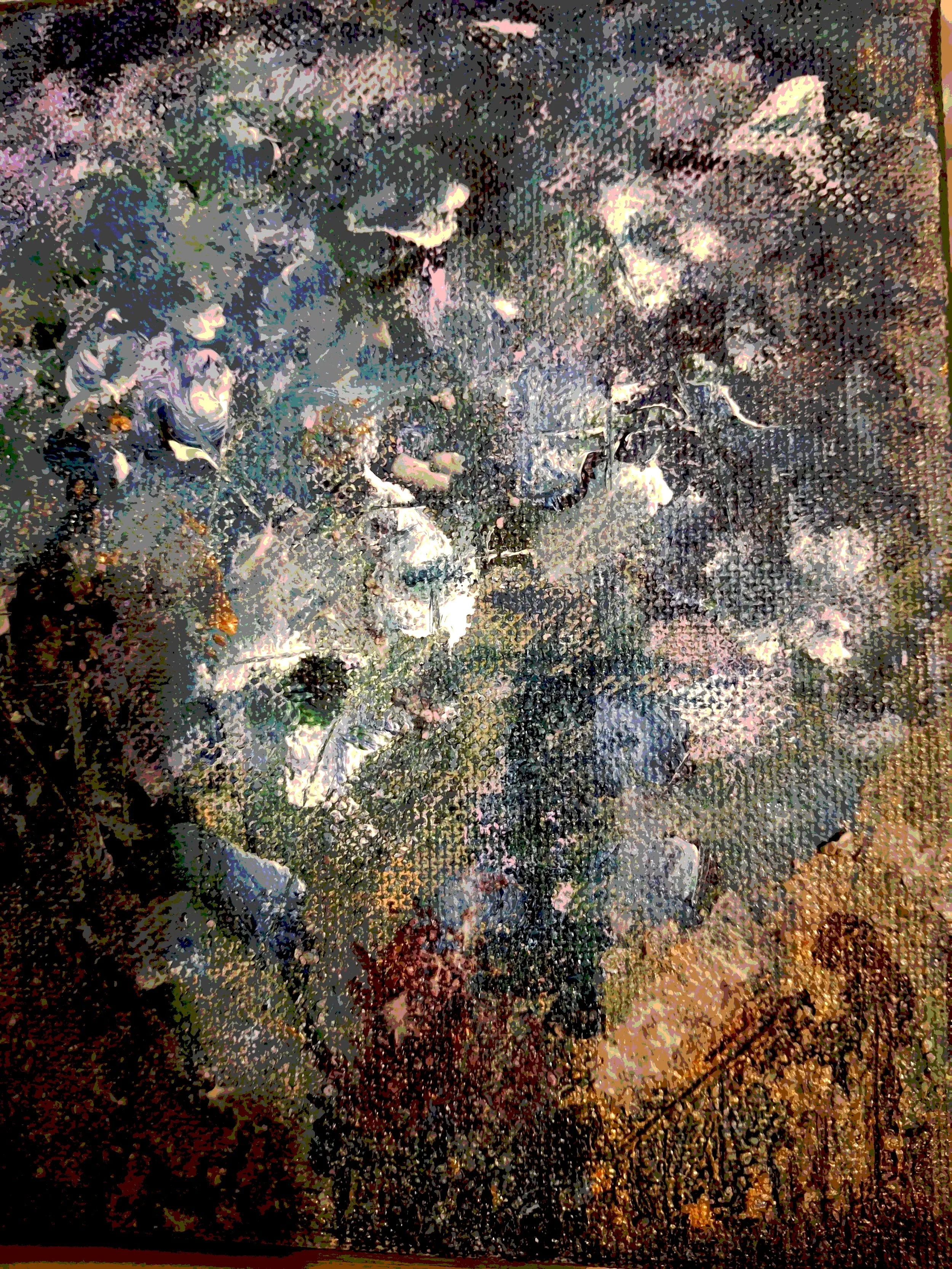 "Old Apple Tree`s Spirit in a Violet Meadow"