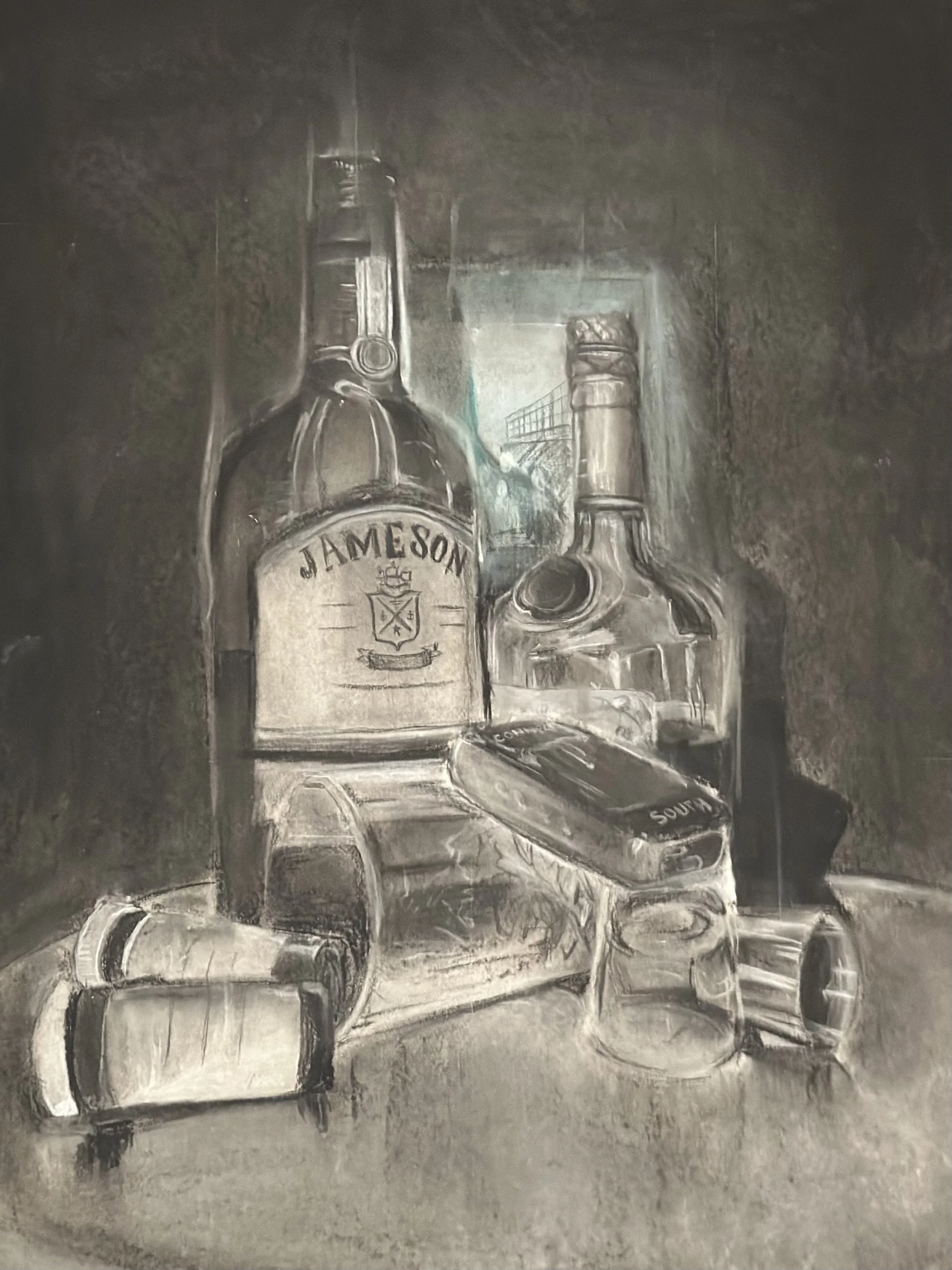 "Glorified Addiction", Charcoal and Pastels, 18in x 24in, 12/14/24