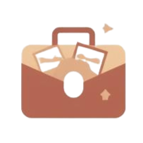 Open cardboard box filled with multiple colorful photographs or postcards