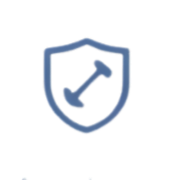 Shield icon with a hammer symbol inside