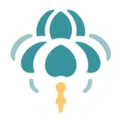 Geometric drawing of an outline square with sections divided by vertical, horizontal, and half circle lines.