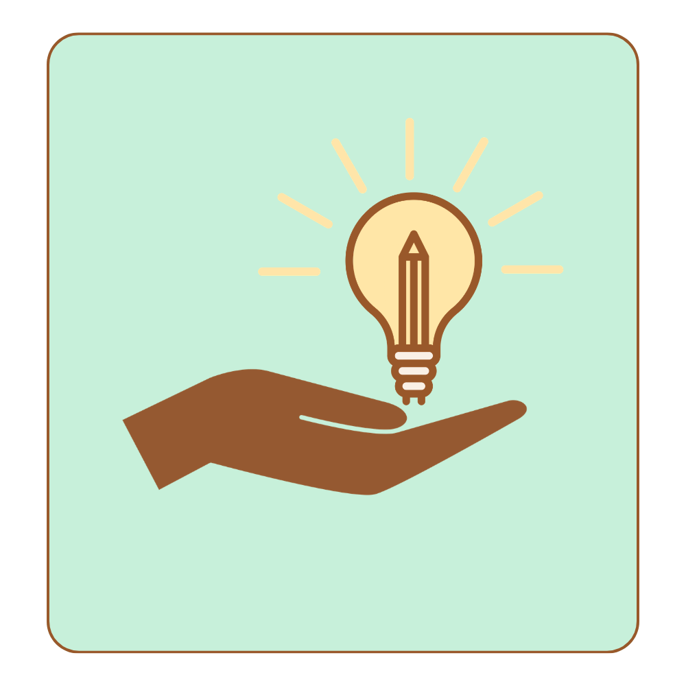 A hand holding a glowing light bulb with a pencil inside, symbolizing ideas or creativity.