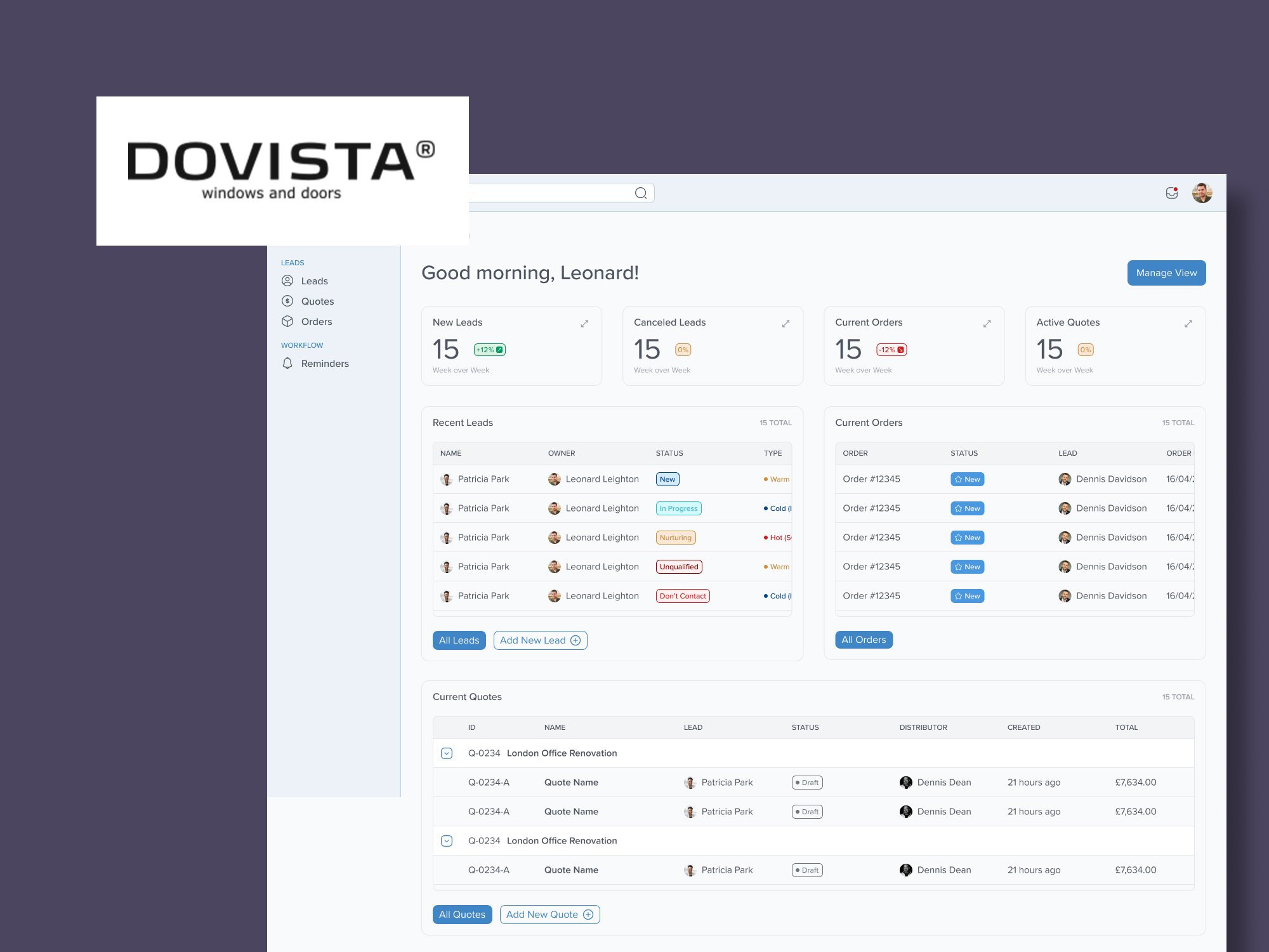 DOVISTA A/S — Sales Portal für Vertriebsprozesse