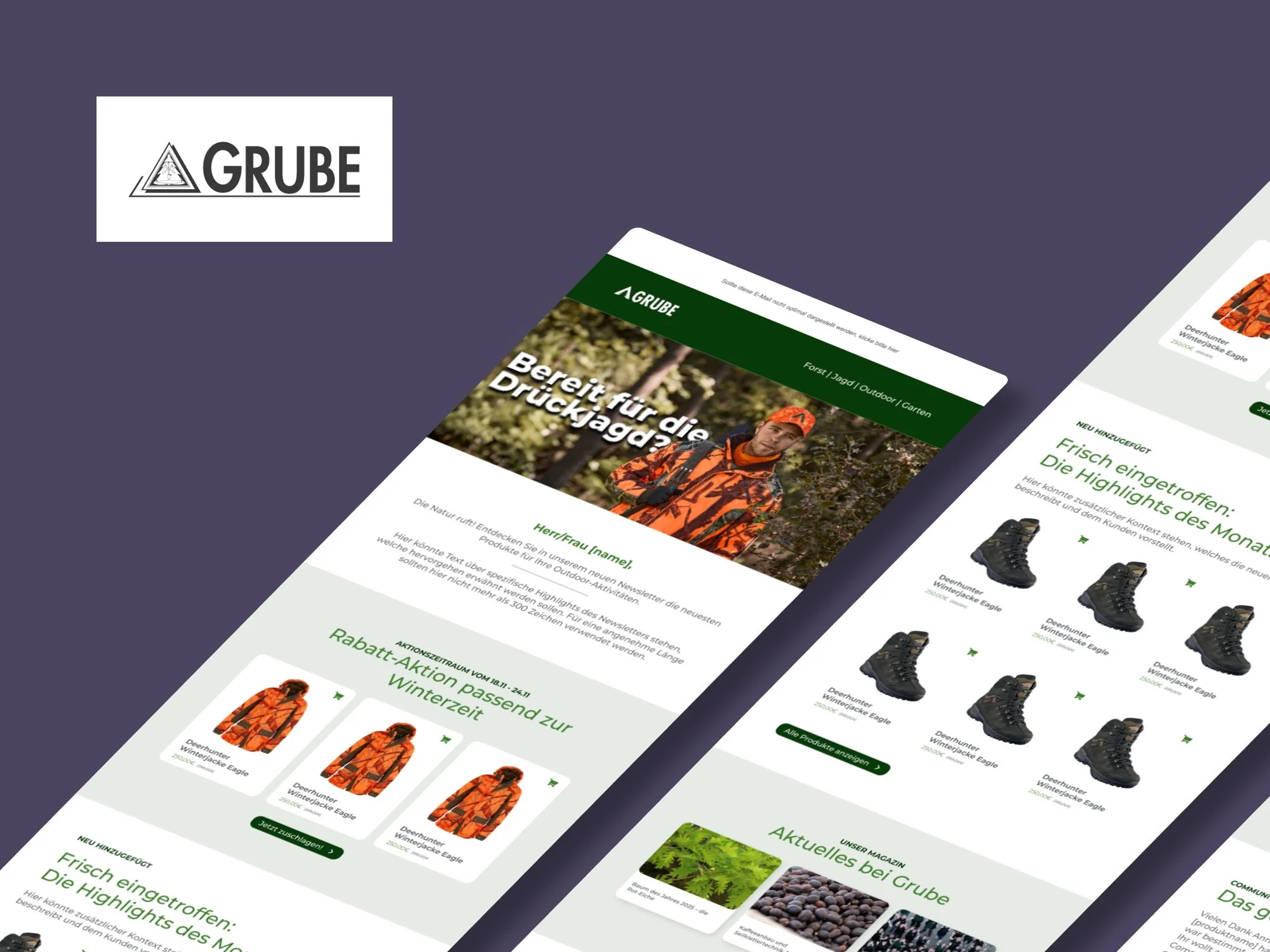 Grube — Newsletter Redesign für den Online-Shop