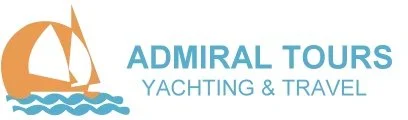 Admiral Tours logo with a sailboat, waves, and the text 'Admiral Tours Yachting & Travel'.