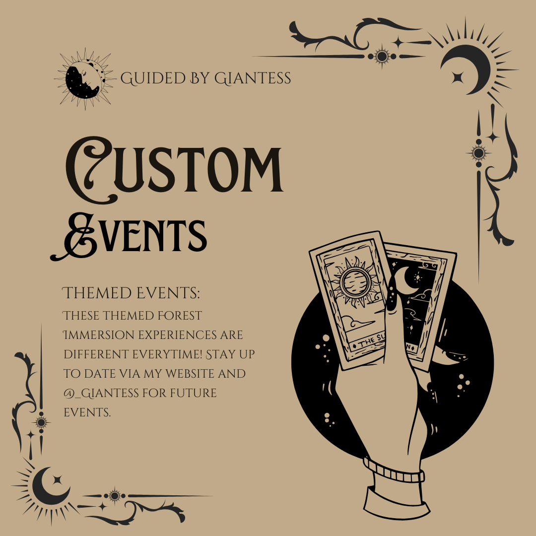 This card has magical elements on it including moons and stars. It gives further information about the custom Forest Immersion events