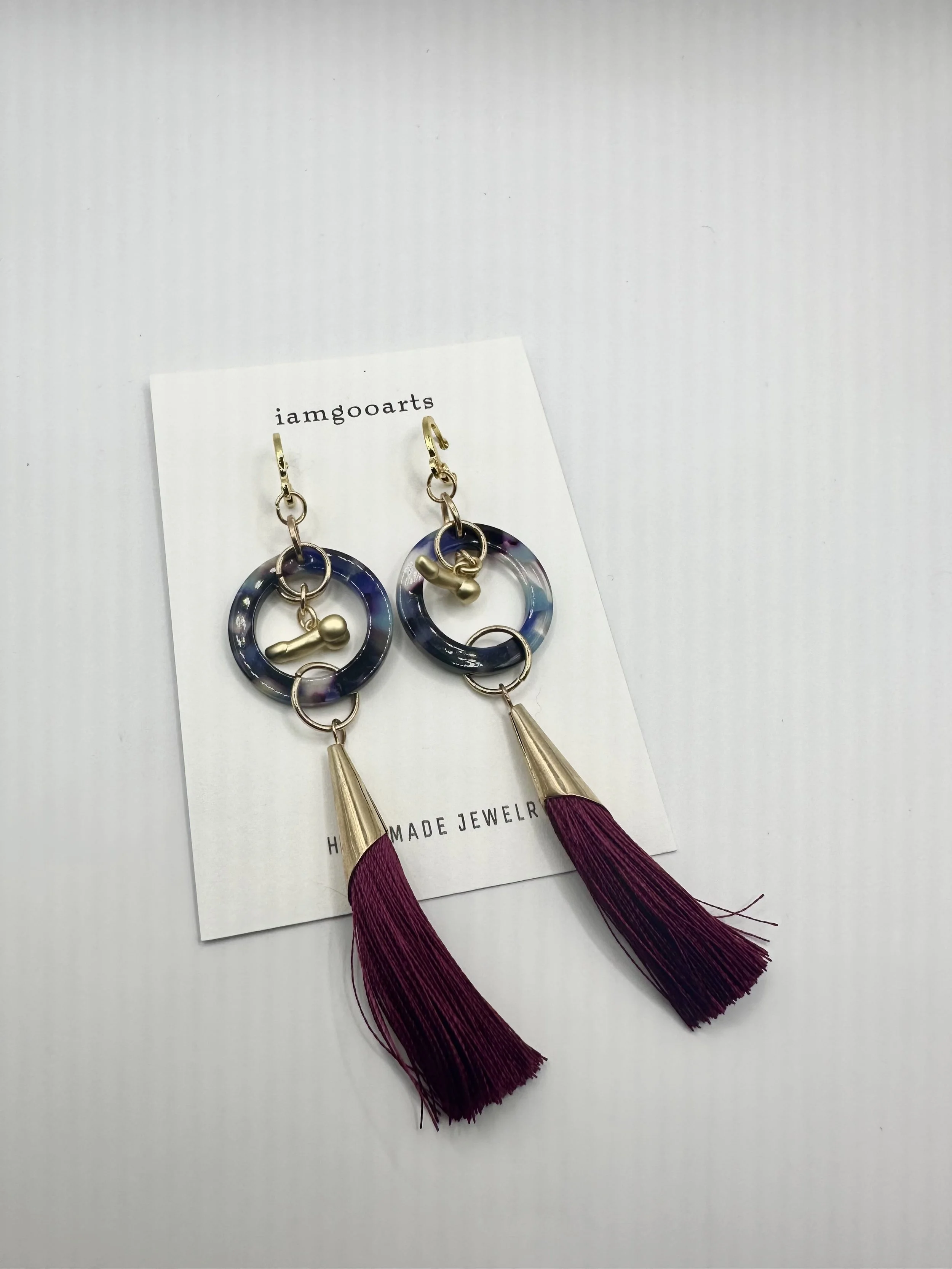 Purple & Gold Penis Earrings