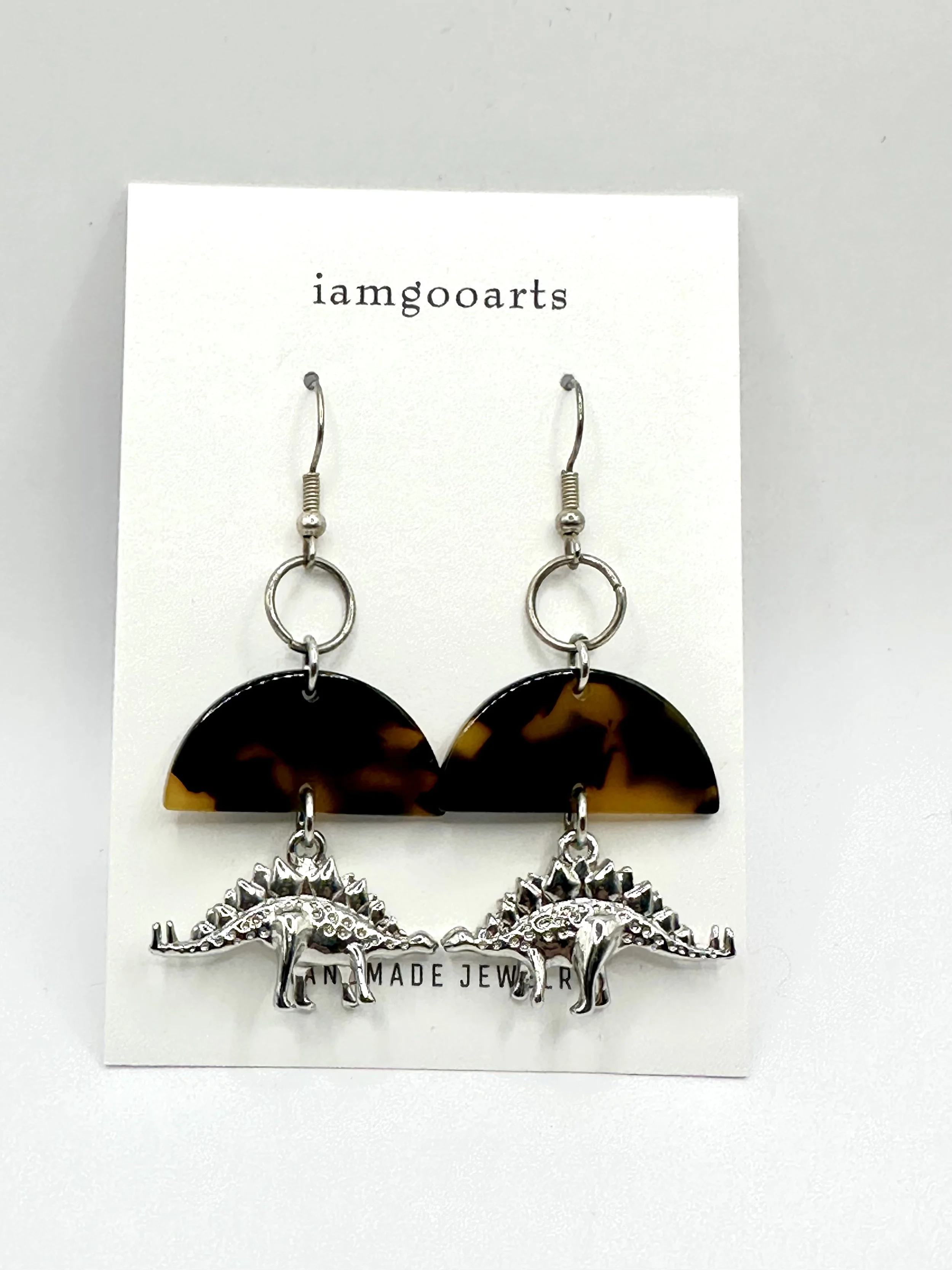 Tortoiseshell Stegosaurus Earrings