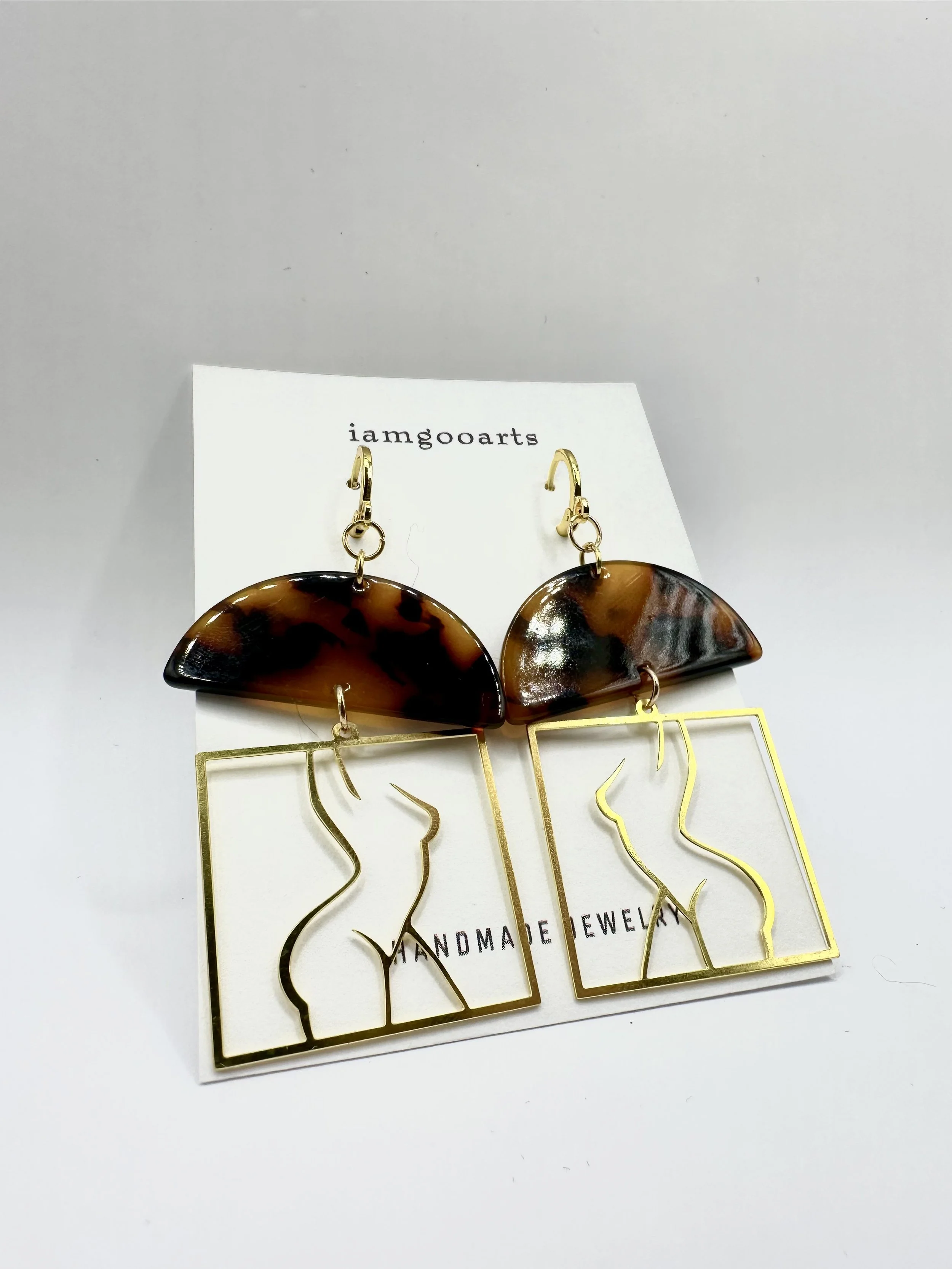 Tortoiseshell & Gold Side Body Earrings