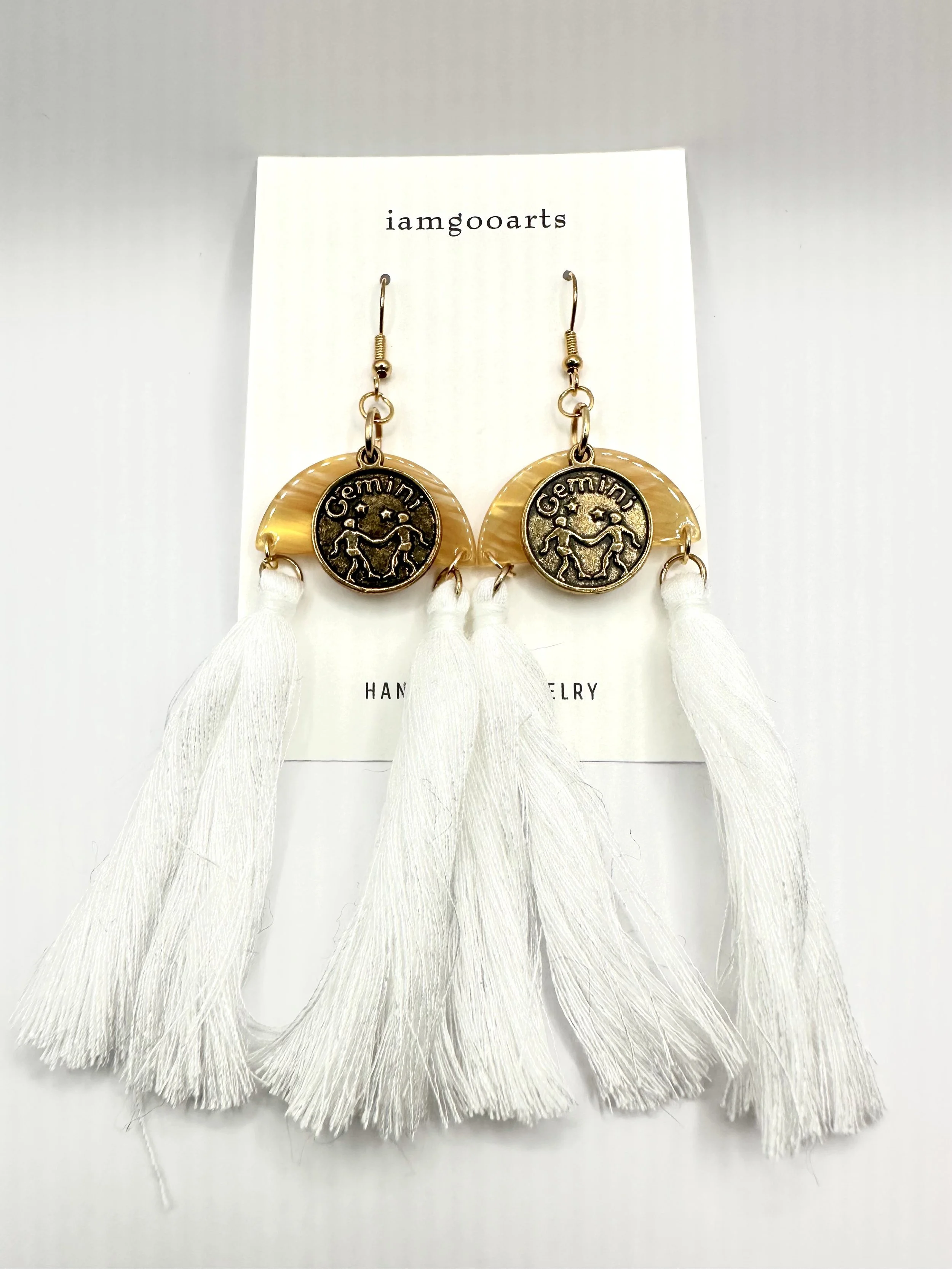 Gold & White Gemini Earrings