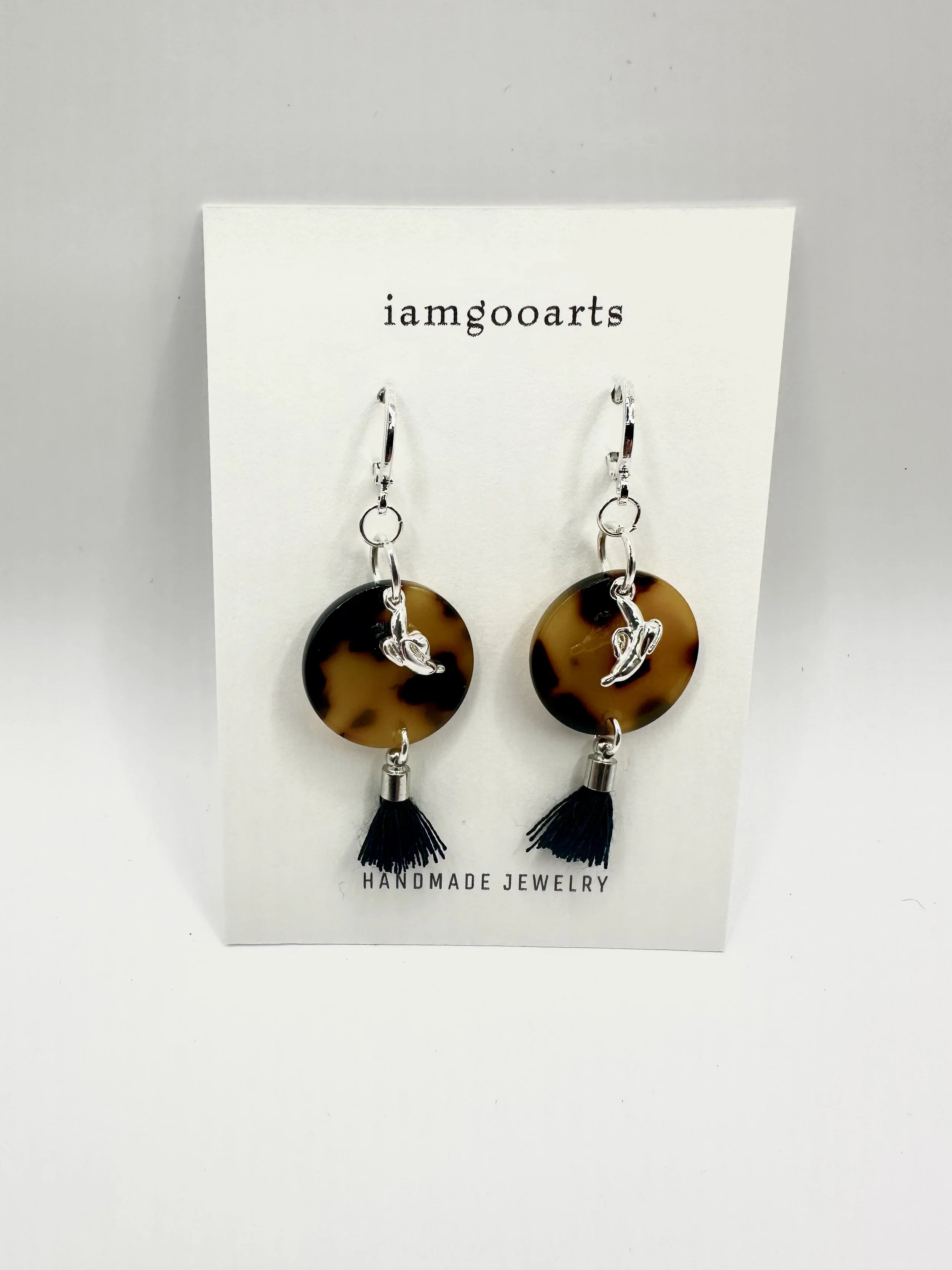 Tortoiseshell & Silver Banana Earrings