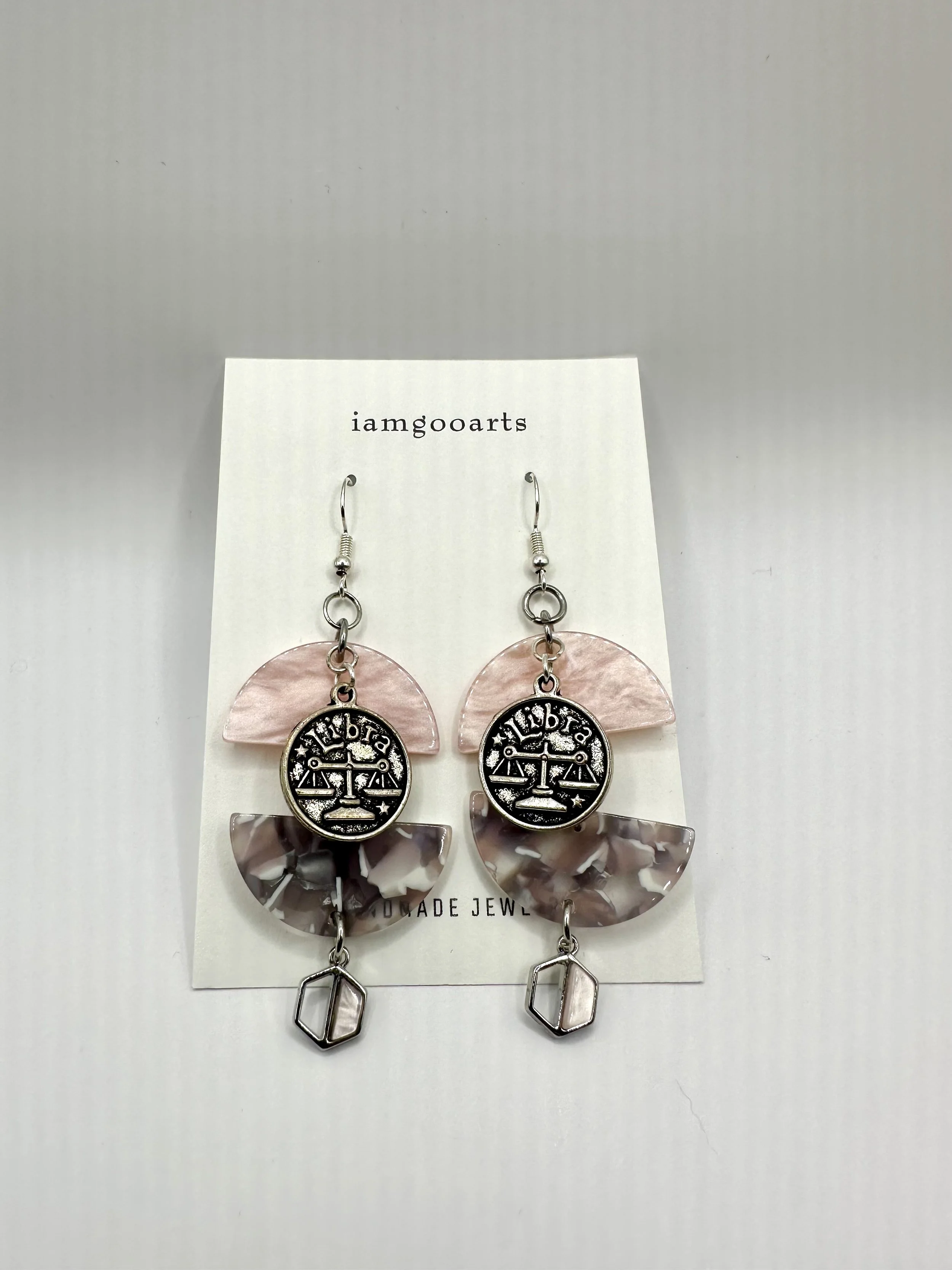 Pink & Grey Libra Earrings