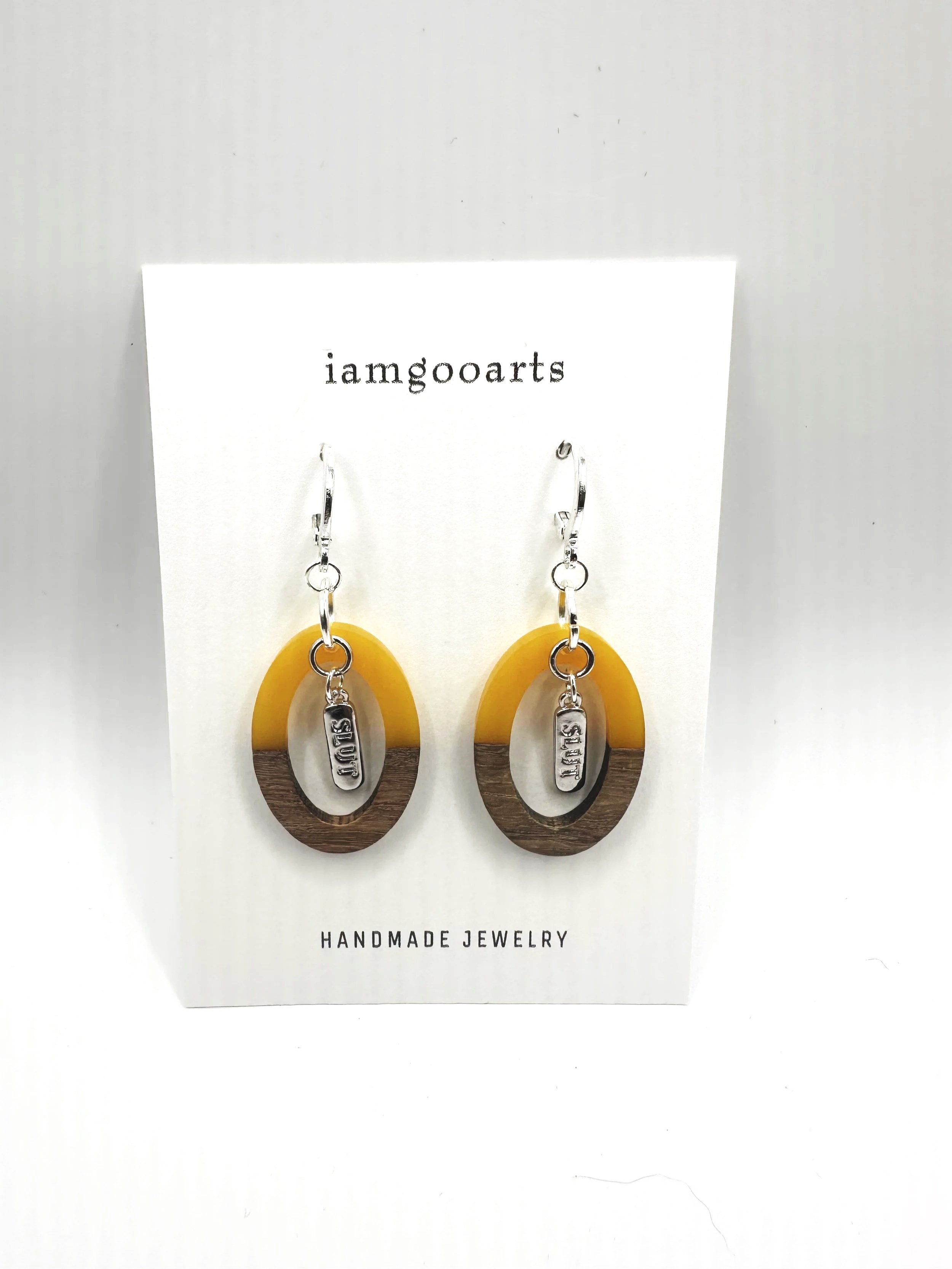 Yellow & Silver “Slut” Earrings