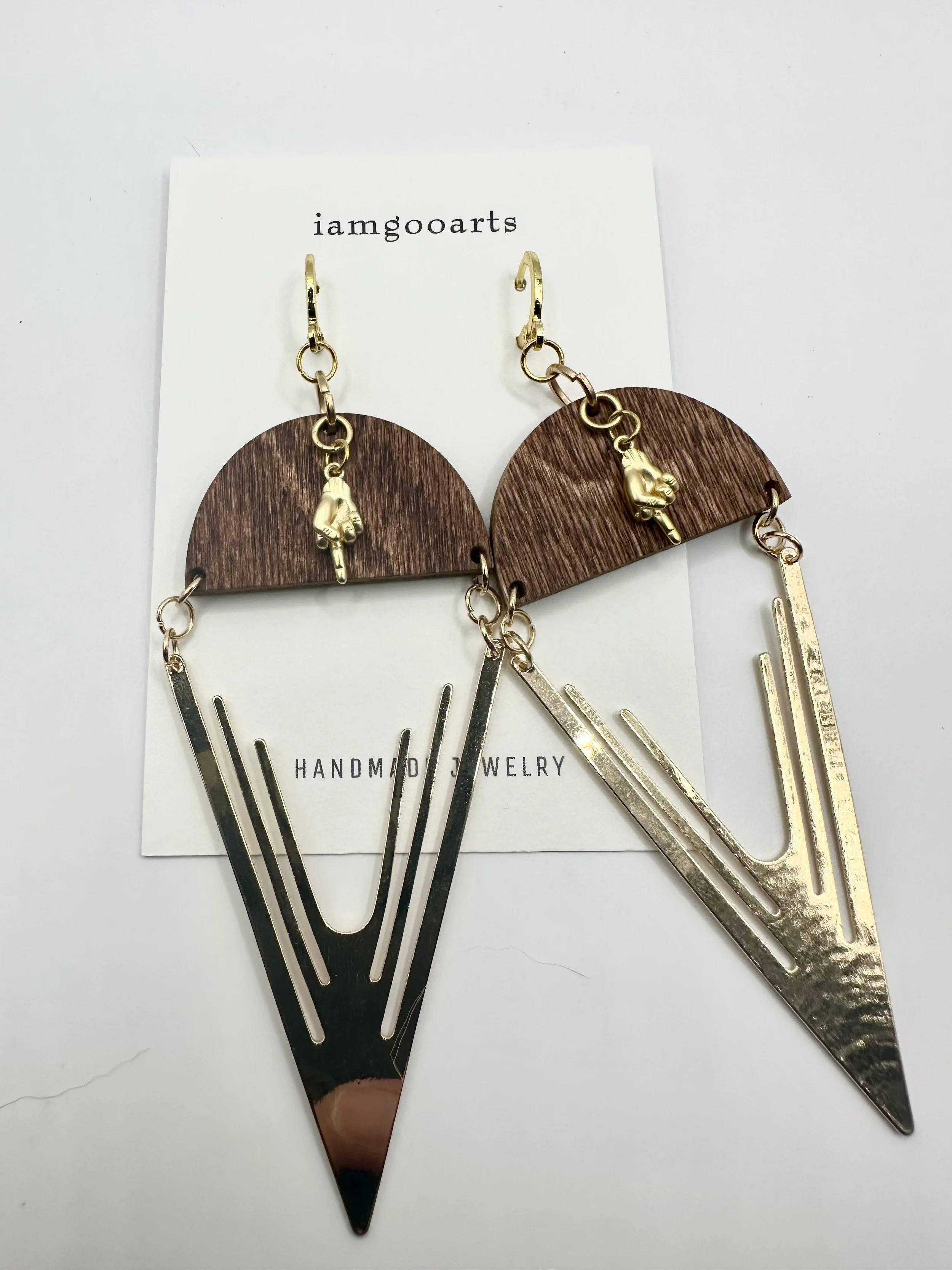 Golden V Middle Finger Earrings