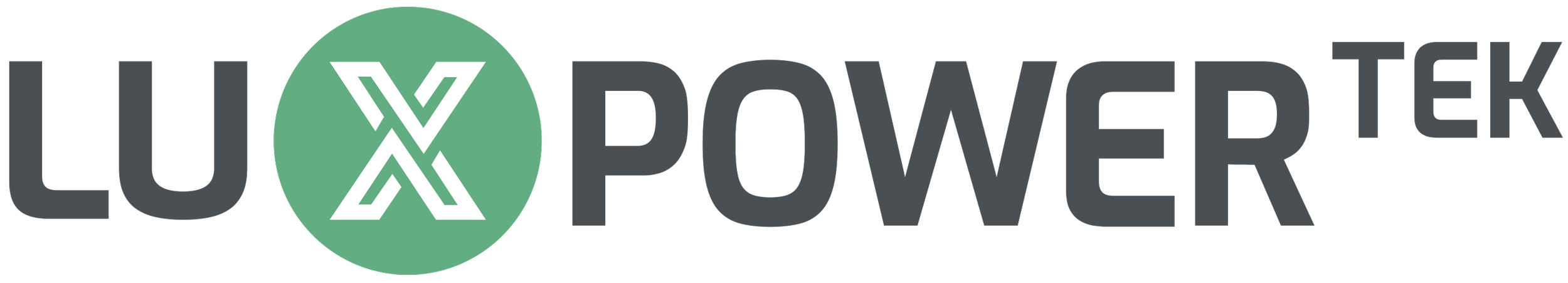 LUXX Power logo with the word 'LUXX' in black letters and a green circle with a white stylized 'X' in the middle.