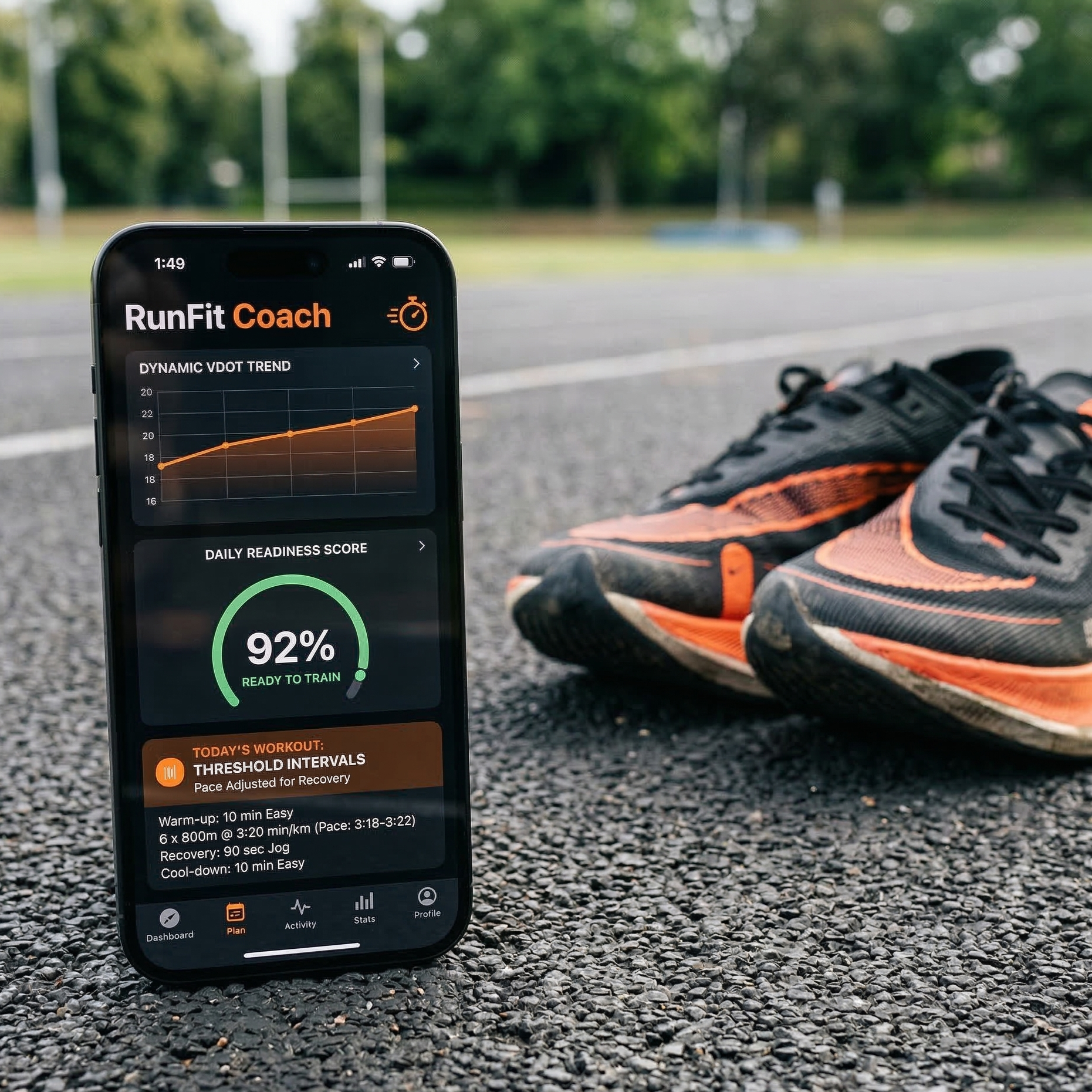 runfitcoach app gives the right workout based upon recovery needed