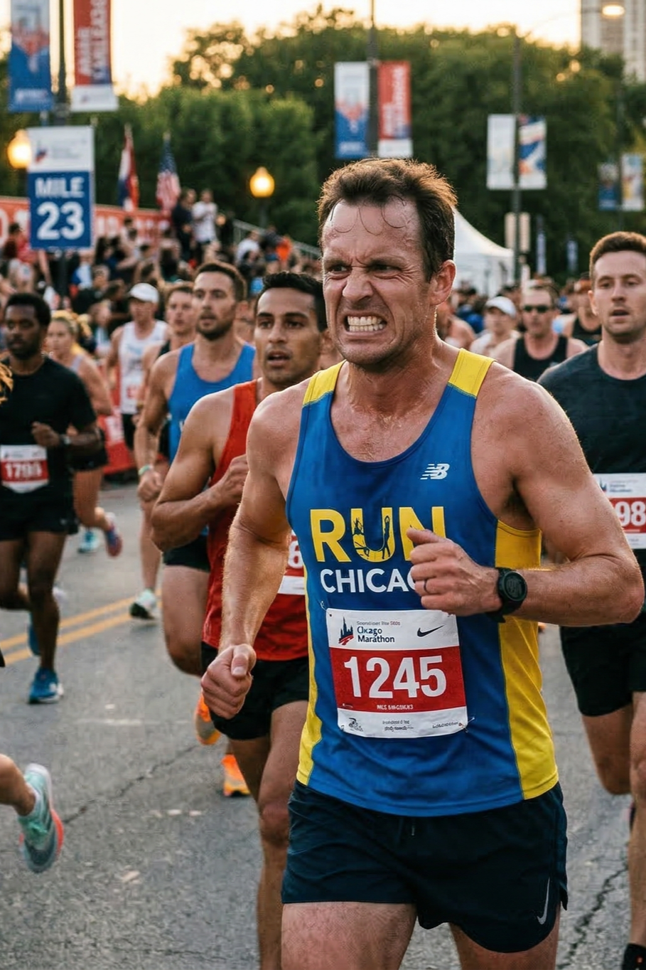 Runner finishing the marathon strong with good form