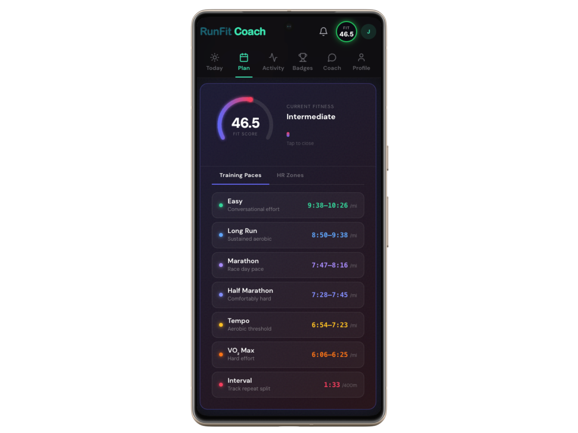 Personalized running paces determined by health metrics