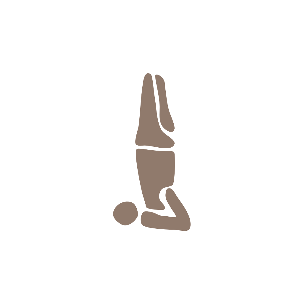 Abstract illustration of a person doing a yoga handstand with legs straight and arms supporting the body, in minimalistic line art style with purple and black colors.