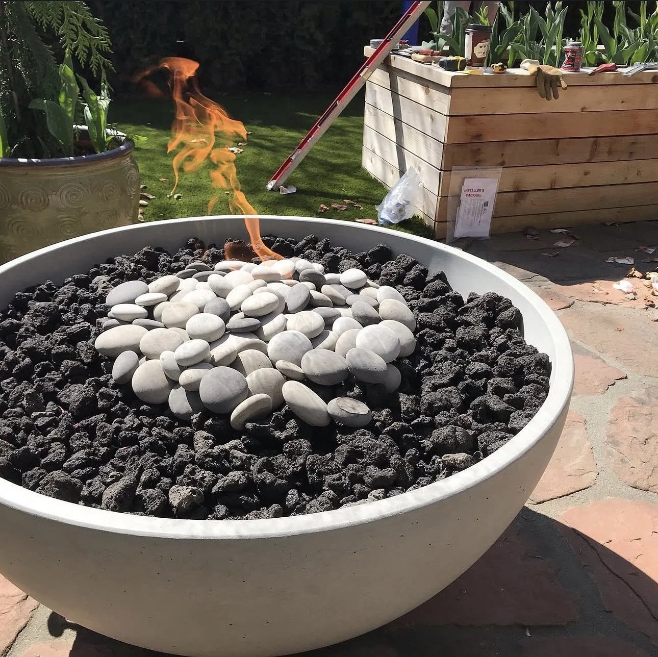 Outdoor gas fire pit installation with natural gas. Burnaby, North Vancouver, West Vancouver, Vancouver, Coquitlam, Lower Mainland, British Columbia