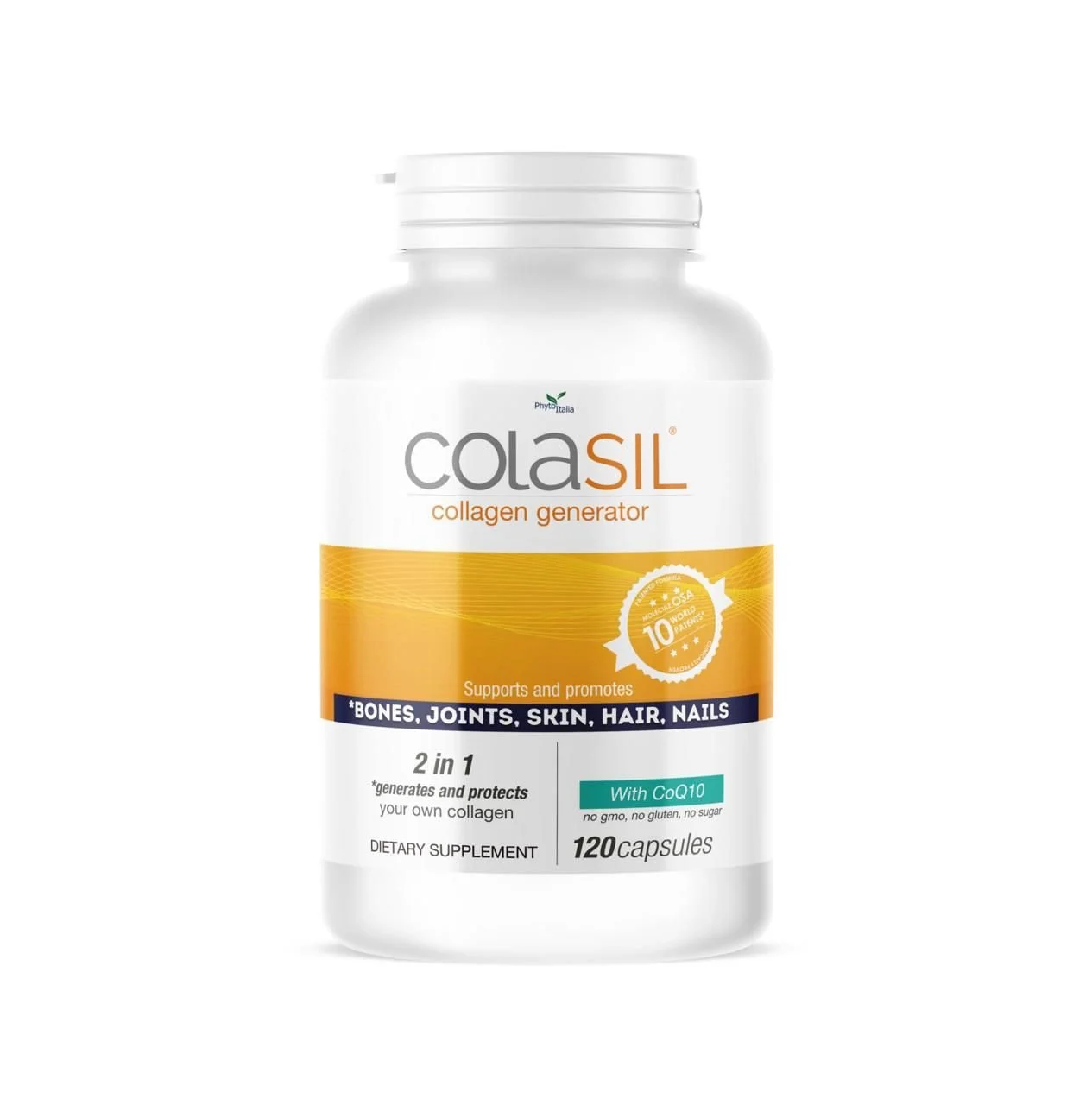 COLASIL® Collagen Generator 120-capsule bottle on a white background.