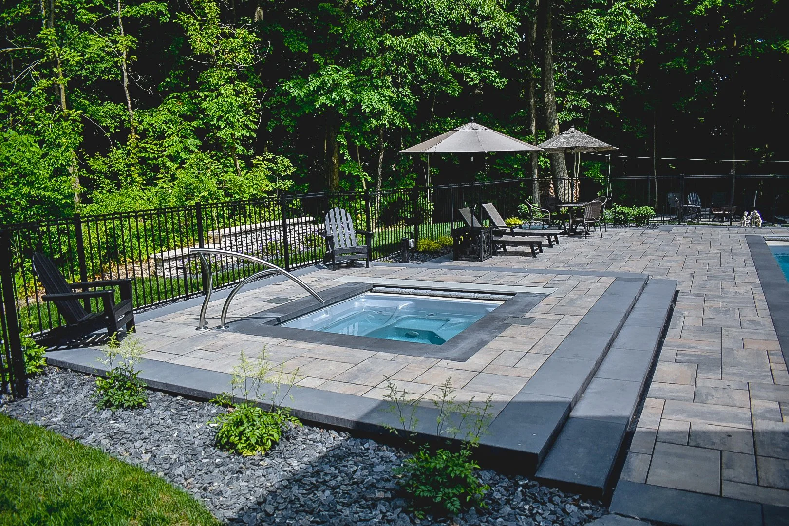 fiberglass pool installation Flat Rock MI backyard