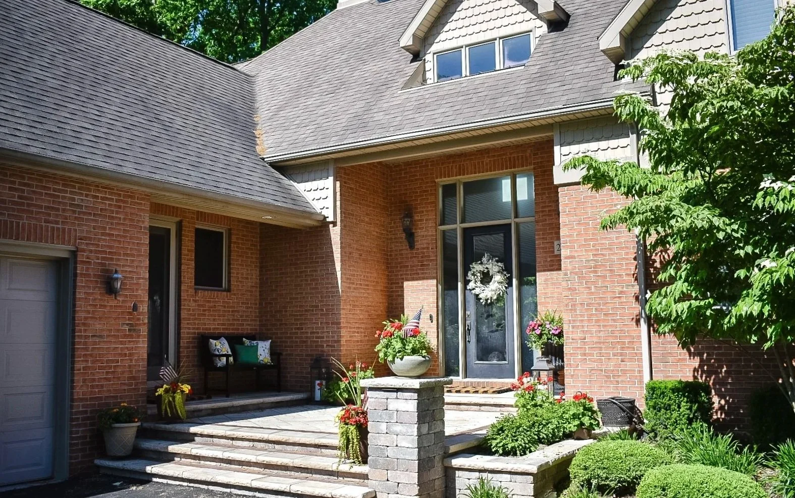 Front entry paver walkway and hardscape design in Flat Rock, MI