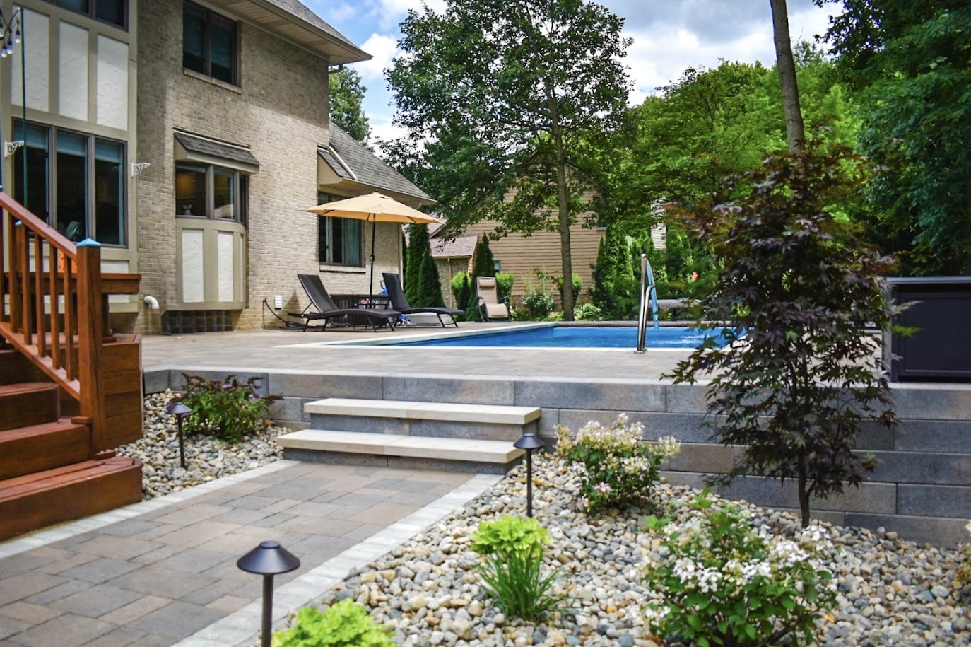Pool surround with paver decking in Grosse Ile MI