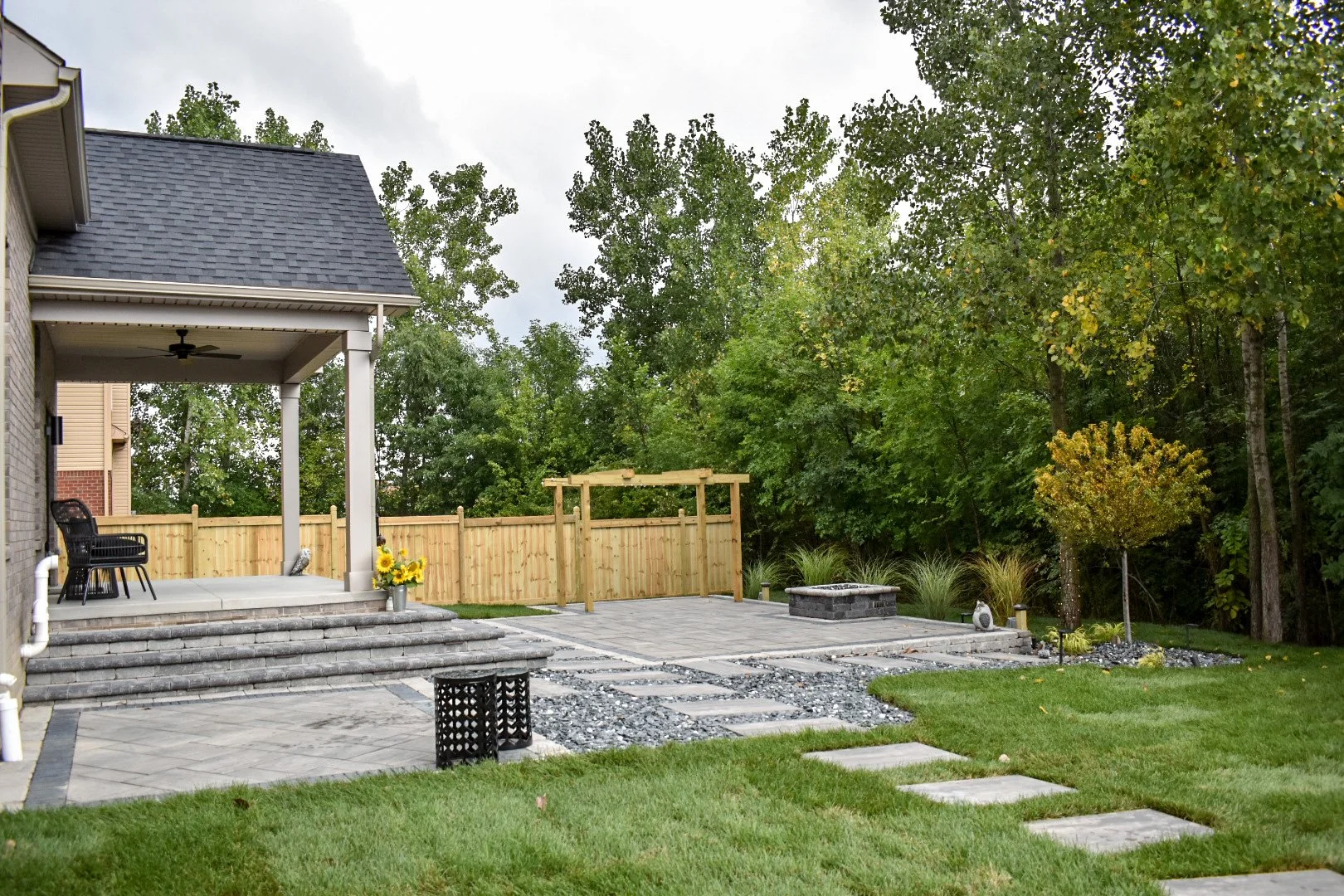 Custom landscape design and backyard design plan for a residential property in Canton, MI