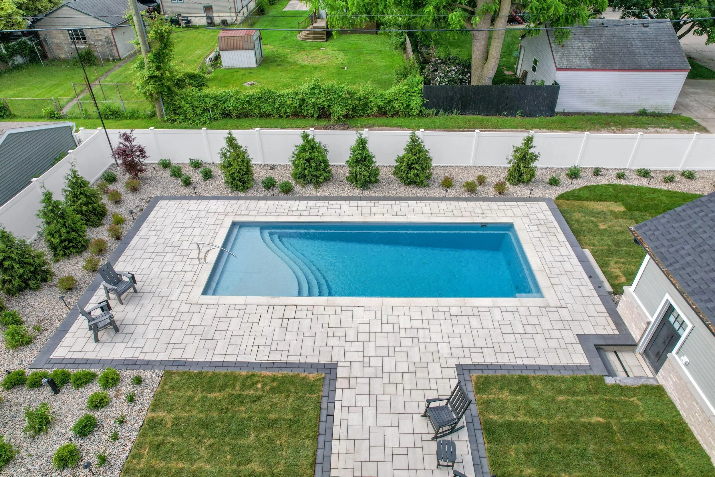 GLC fiberglass pool backyard transformation